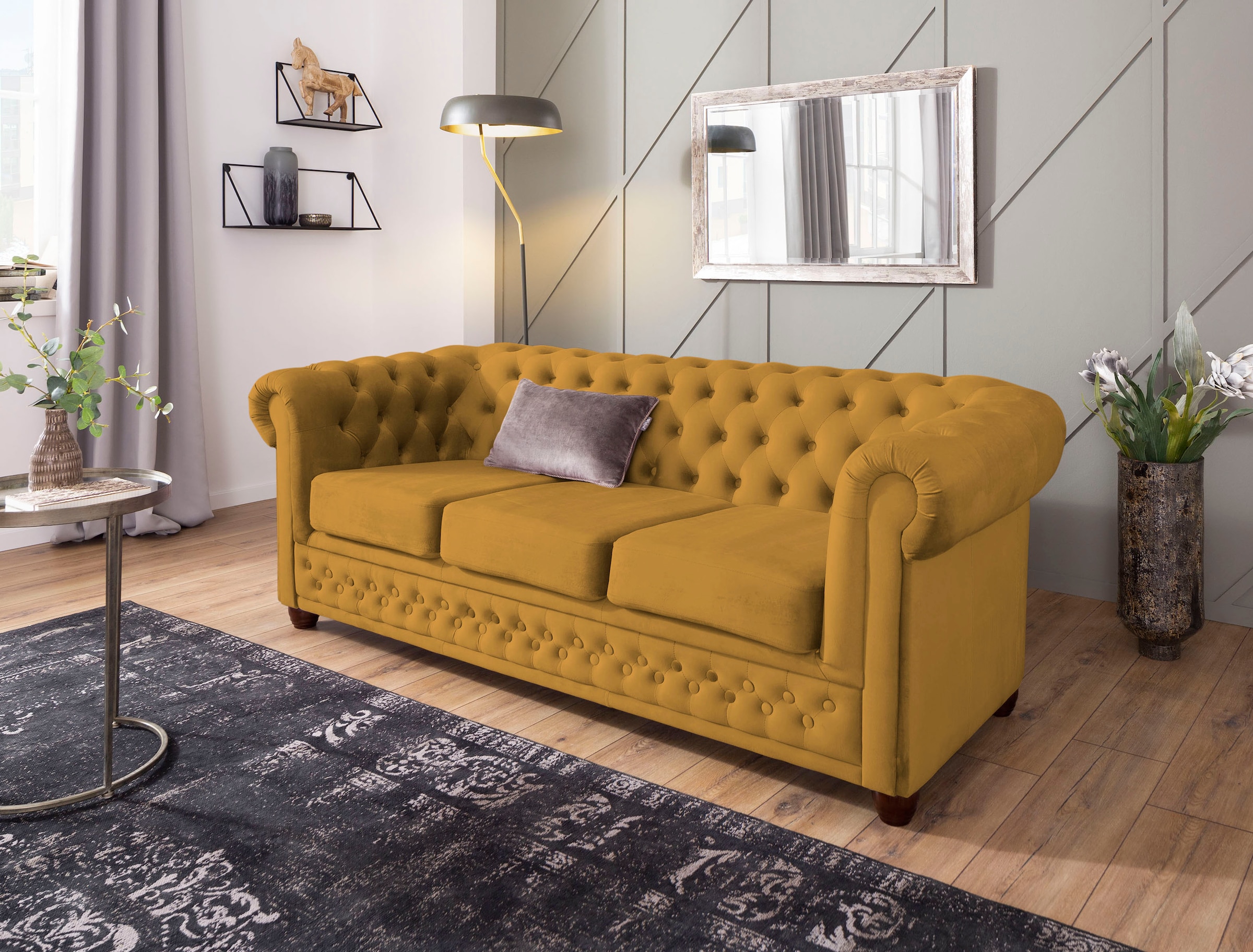 Home affaire Chesterfield-Sofa "New Castle", mit hochwertiger Knopfheftung günstig online kaufen