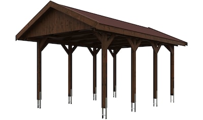 Einzelcarport »Wallgau«, Nadelholz, 291 cm, Nussbaum