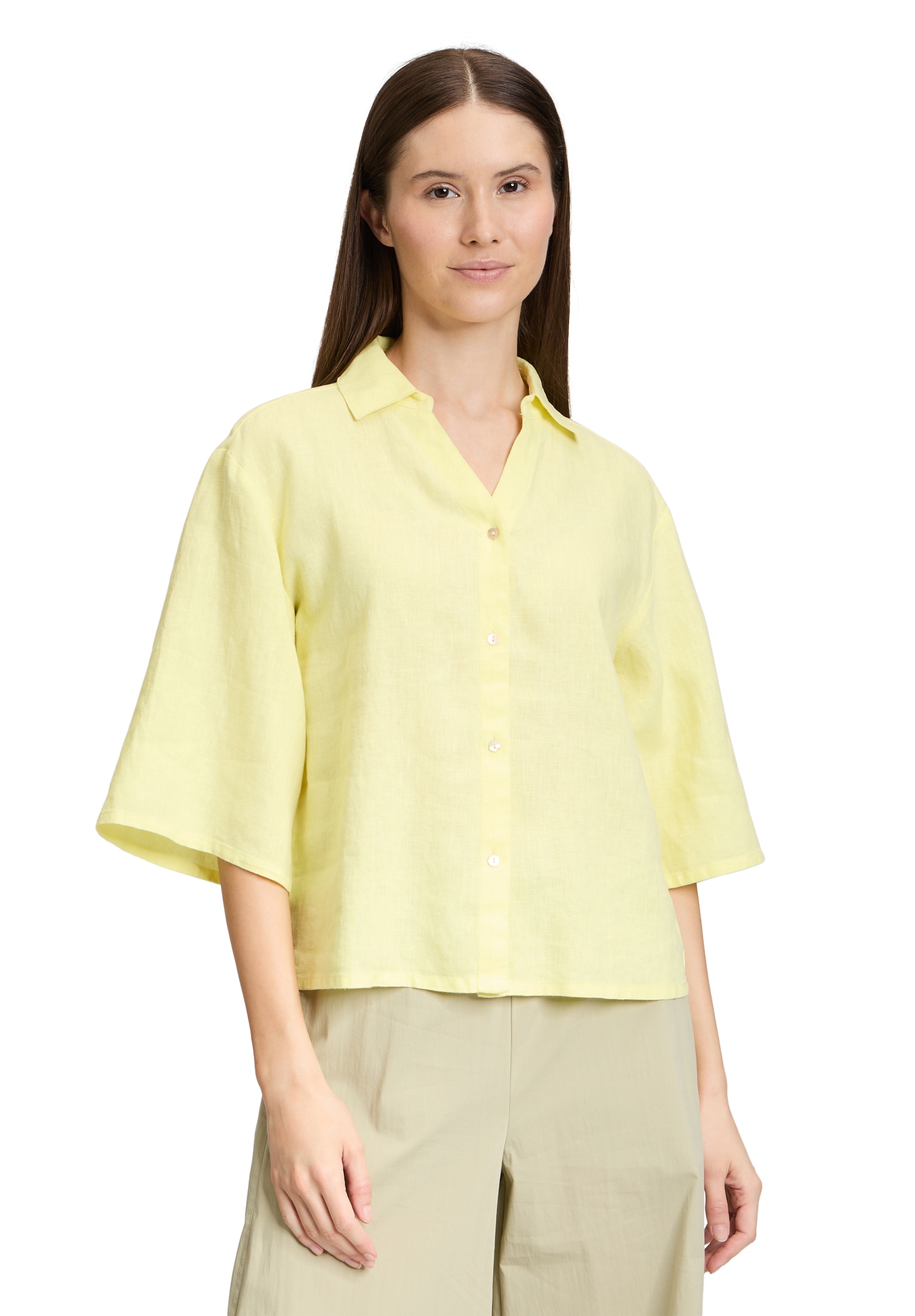 Cartoon Kurzarmbluse "Cartoon Damen Leinenbluse mit Kragen" günstig online kaufen