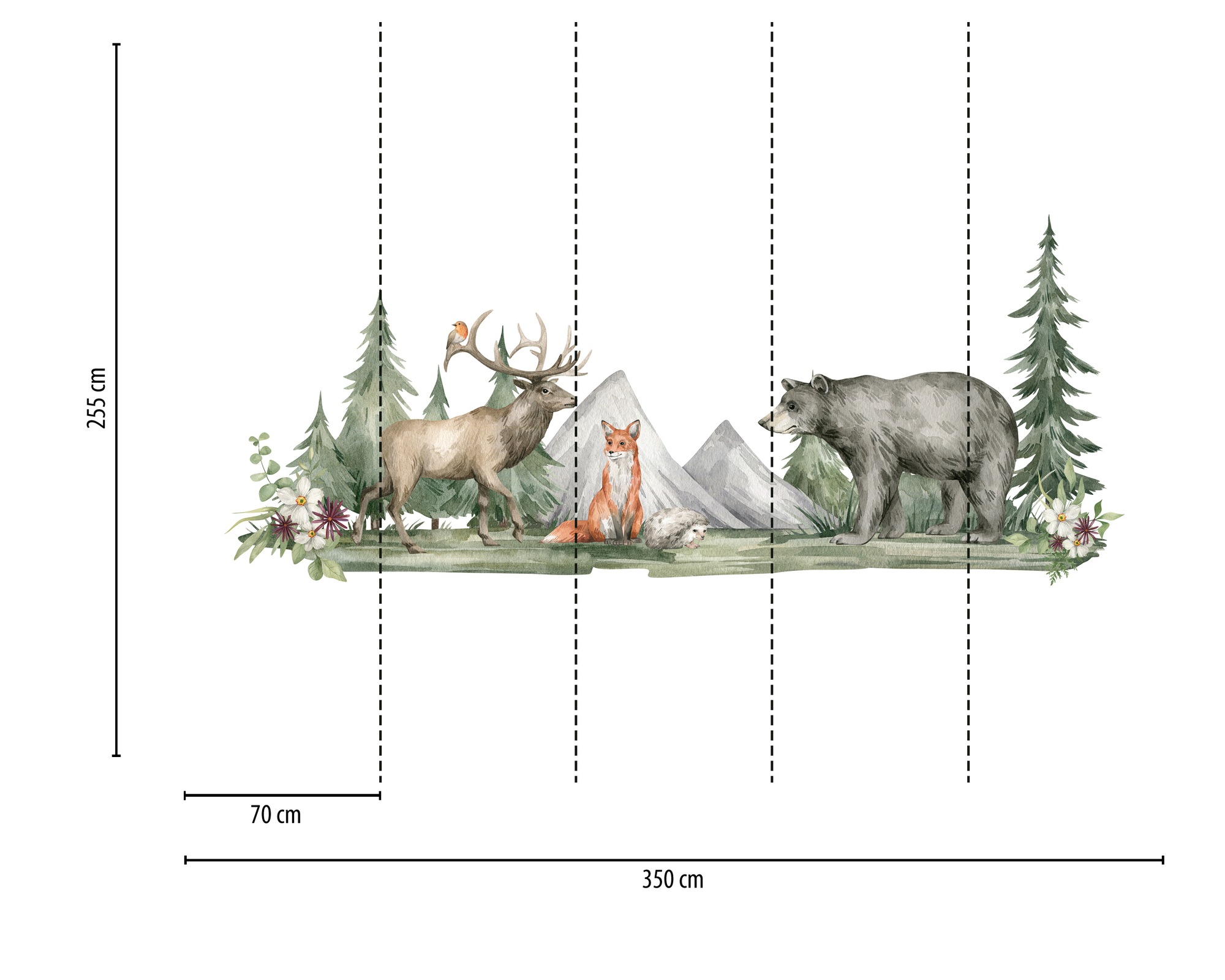 A.S. Création Vliestapete »Fototapete Waldtiere Aquarell Weiß Grün Kinder« matt strukturiert