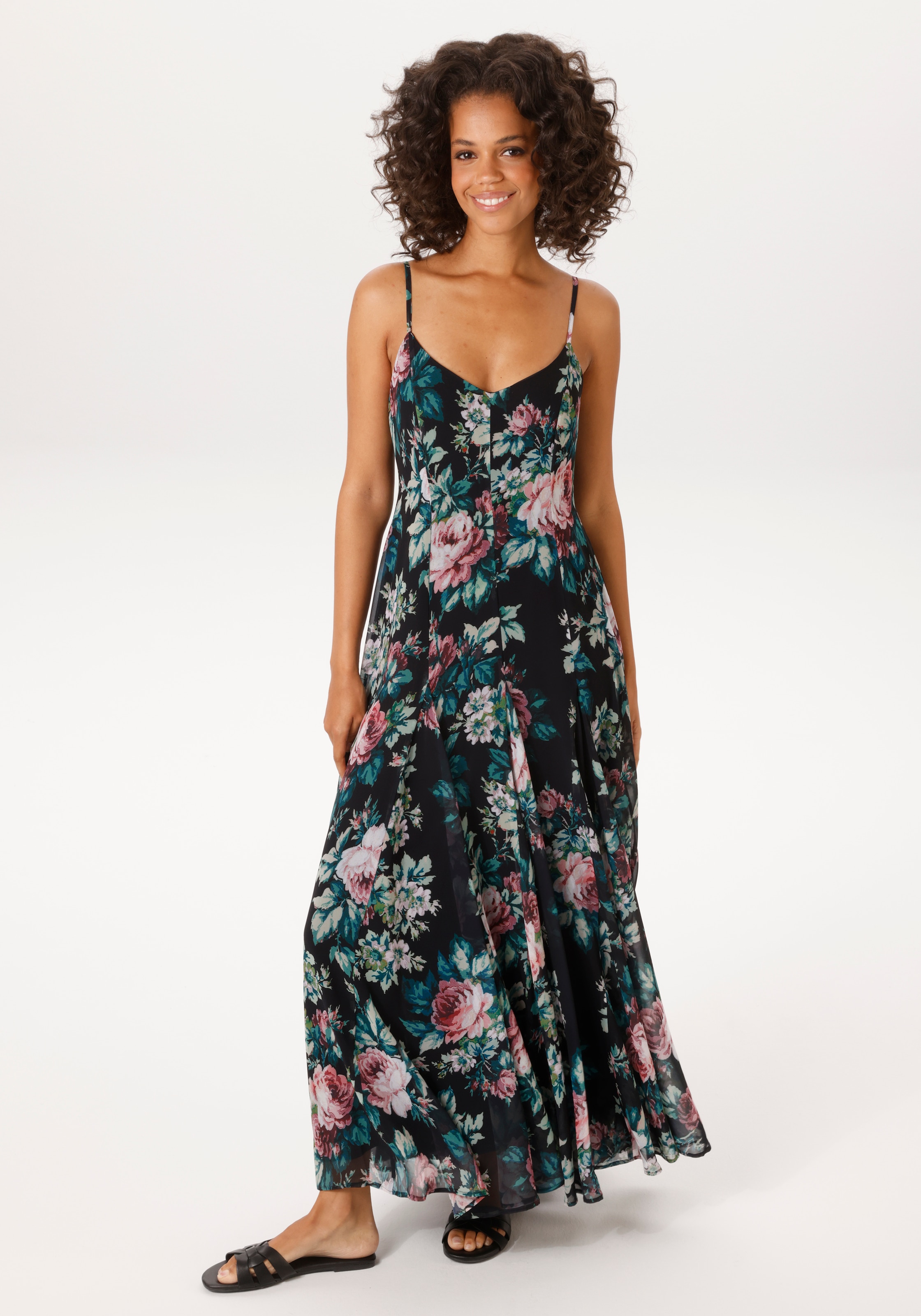 Aniston CASUAL Sommerkleid im farbenfrohen Blumendruck - jedes Teil ein Uni günstig online kaufen