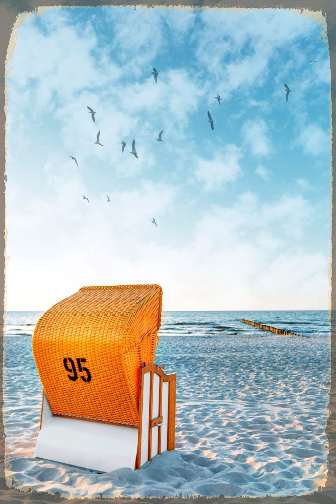 queence Metallbild "Strandkorb", Strand-Strand-Tiere, (1 St.), Stahlschild, günstig online kaufen