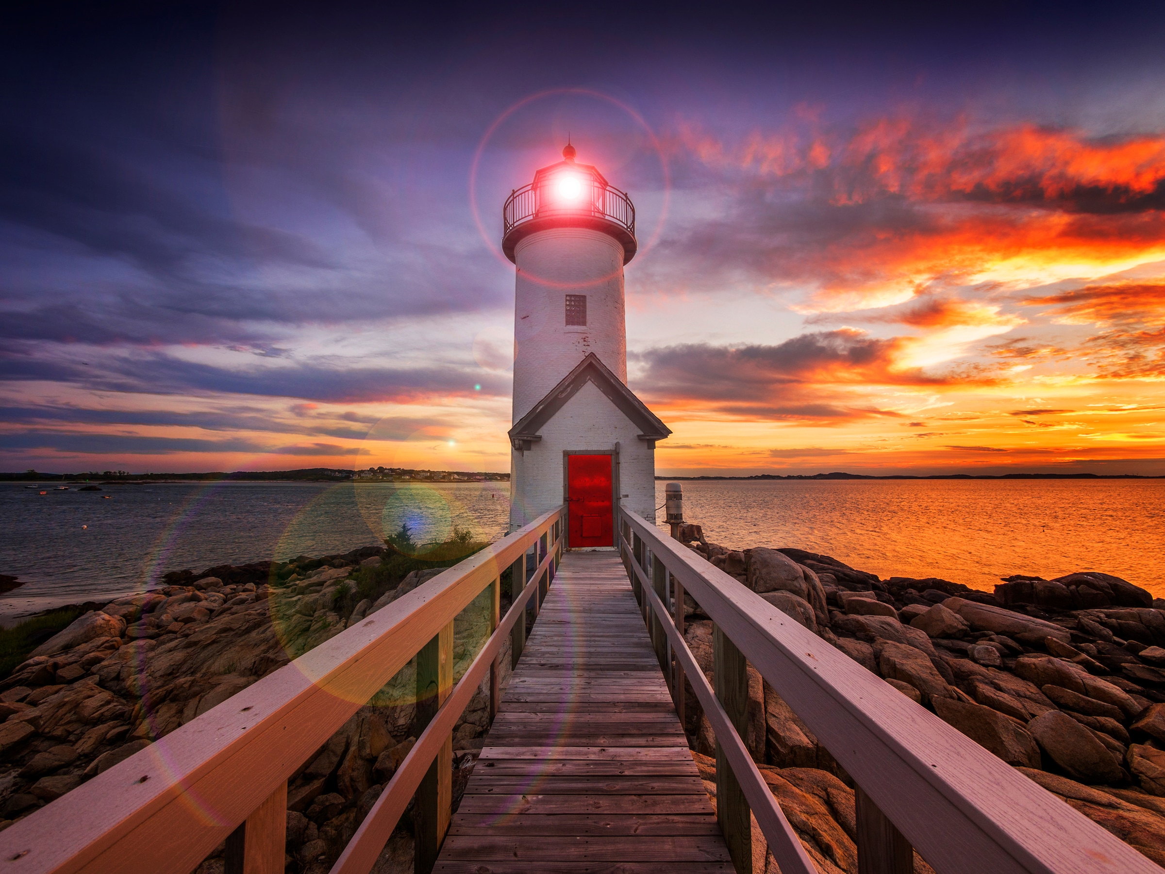 Papermoon Fototapete "Annisquam Lighhouse Sunset" glatt günstig online kaufen