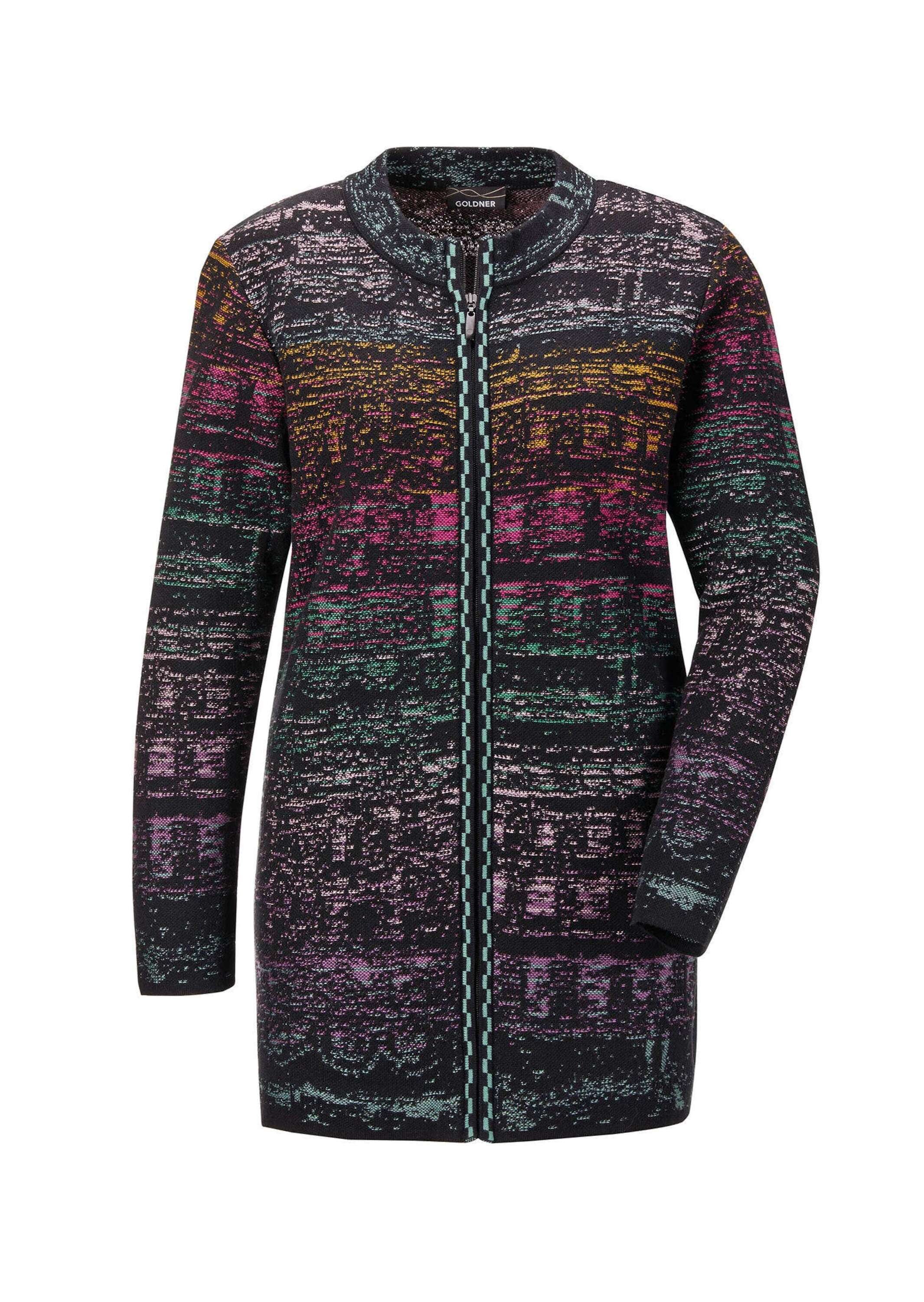GOLDNER Strickjacke "Kurzgröße Multicolor-Cardigan mit Stehkragen" Jacquard günstig online kaufen