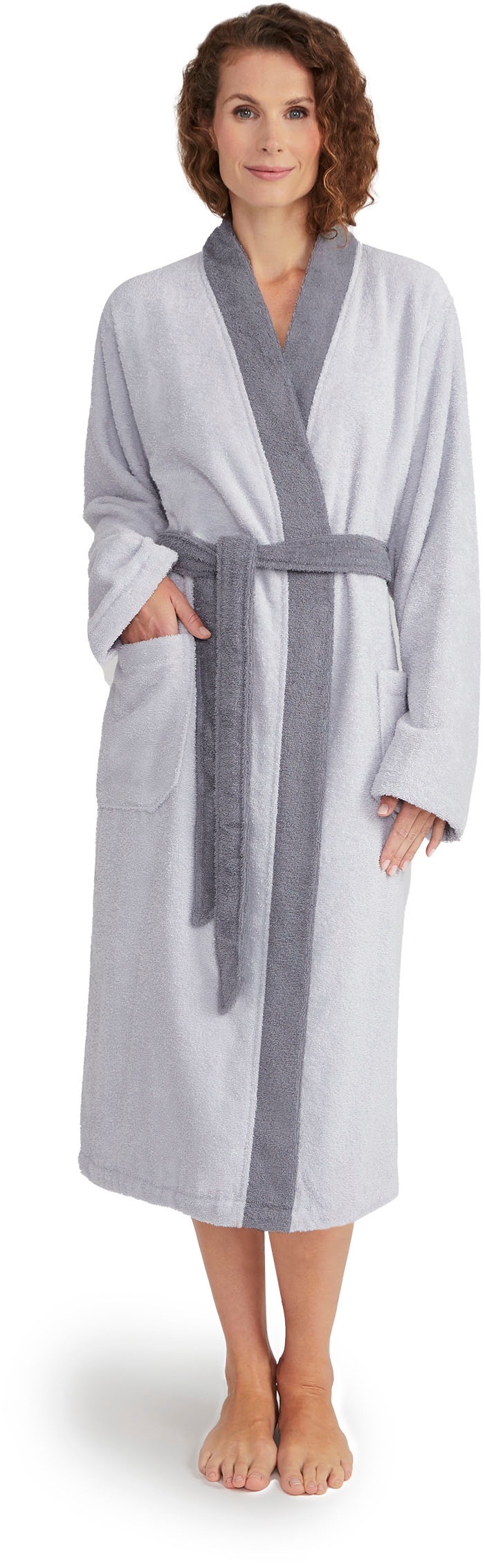 Möve Unisex-Bademantel »Superwuschel Kimono mit Blende«, (1 St.), ideal für Sauna & Spa, Hotelbademantel