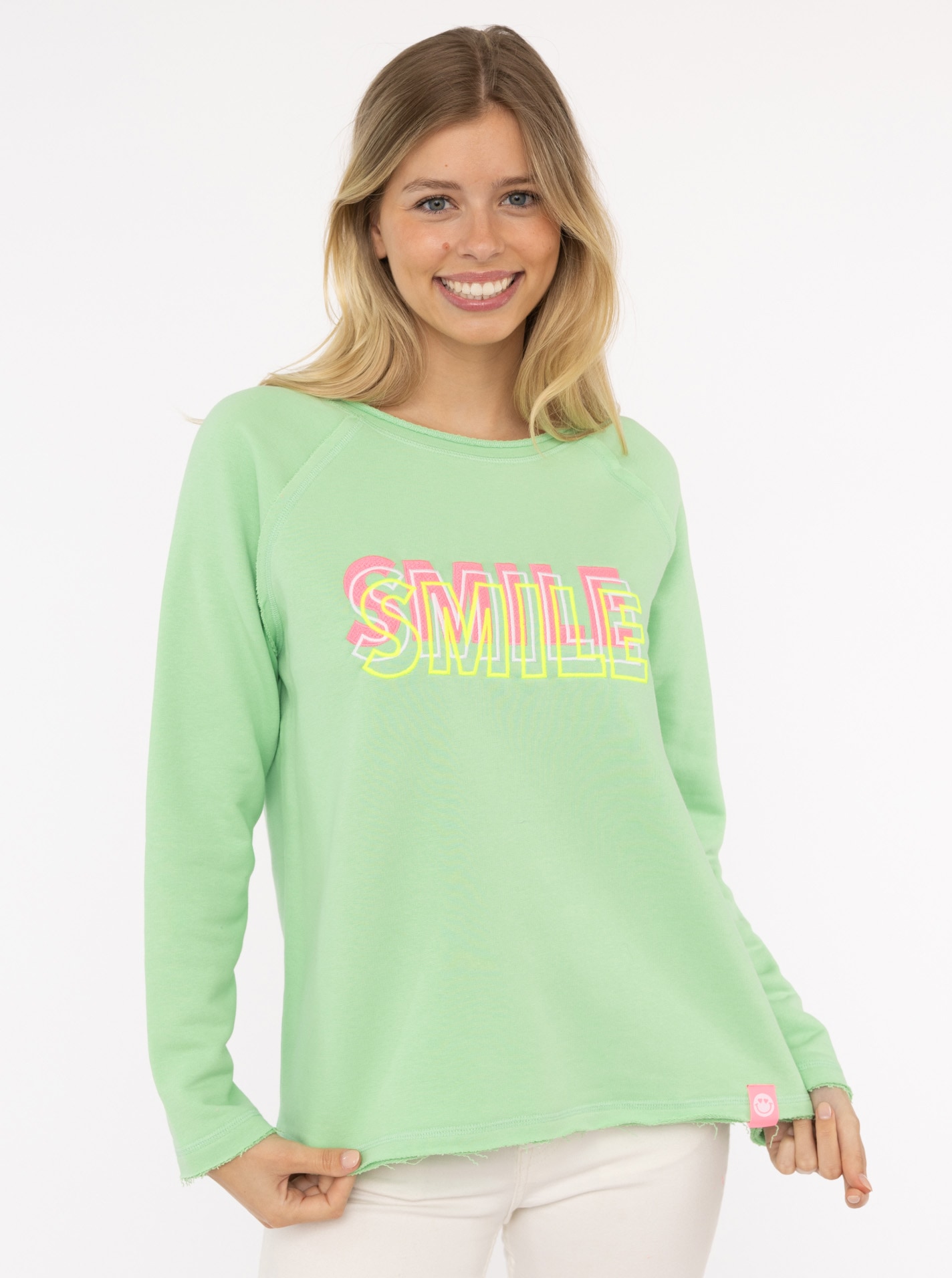 Zwillingsherz Sweatshirt ""Smile"", mit fröhlichem Statement-Print günstig online kaufen
