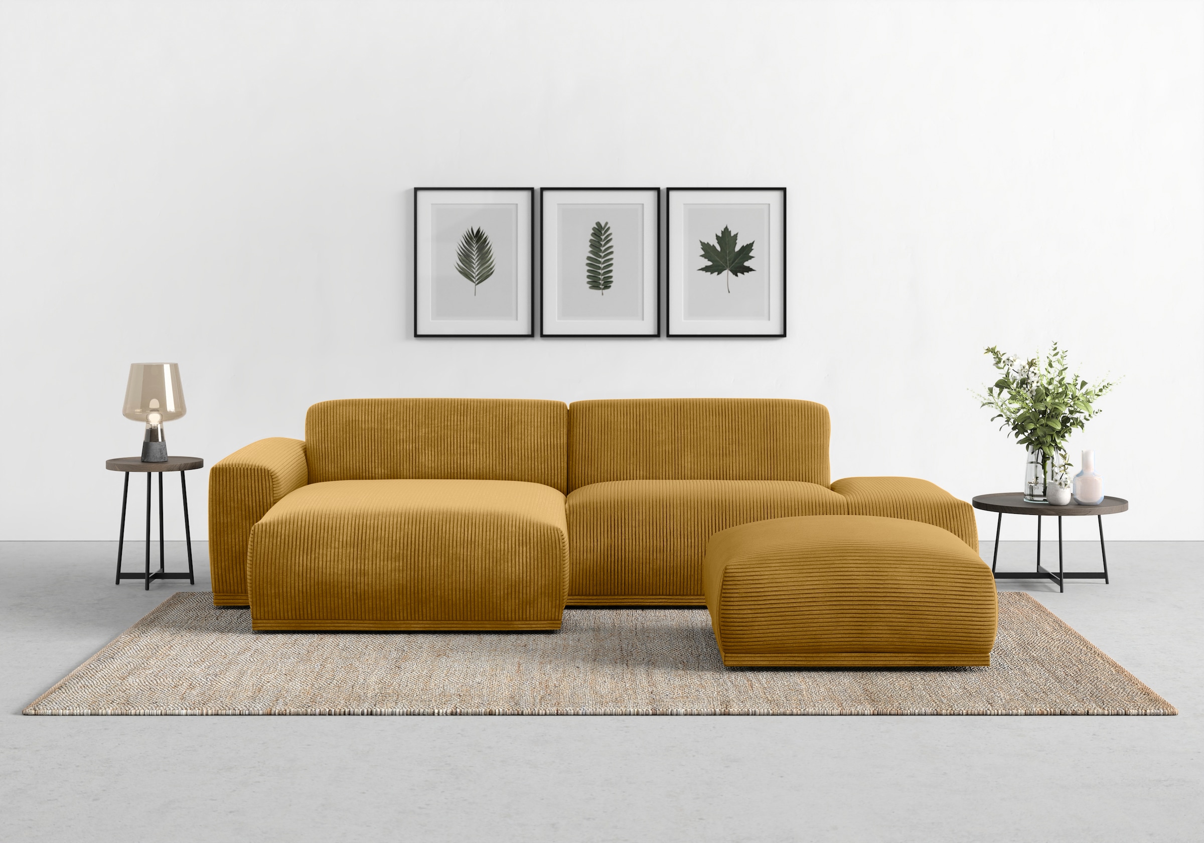 TRENDMANUFAKTUR Ecksofa »Braga, mit hochwertigem Kaltschaum, L-Form, in Cord erhältlich«, modernes Sofa, Couch mit hohem Sitzkomfort, 275/72/160 cm (B/H/T)