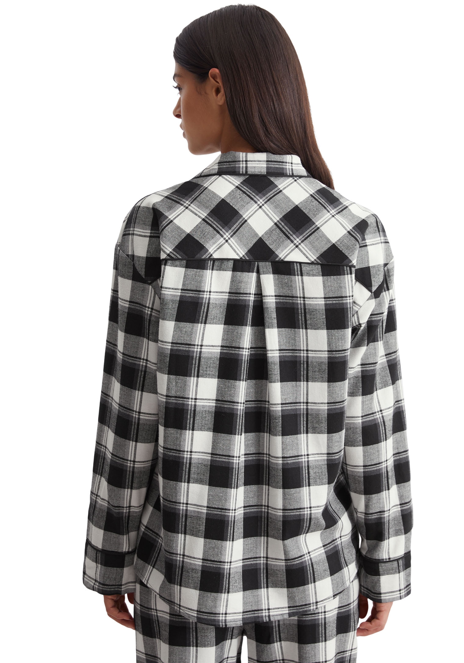 Marc O'Polo Pyjamaoberteil »Homey Flanne«, Karo-Muster, Langarm, Kragen, Brusttasche, Knöpfe, Flanell