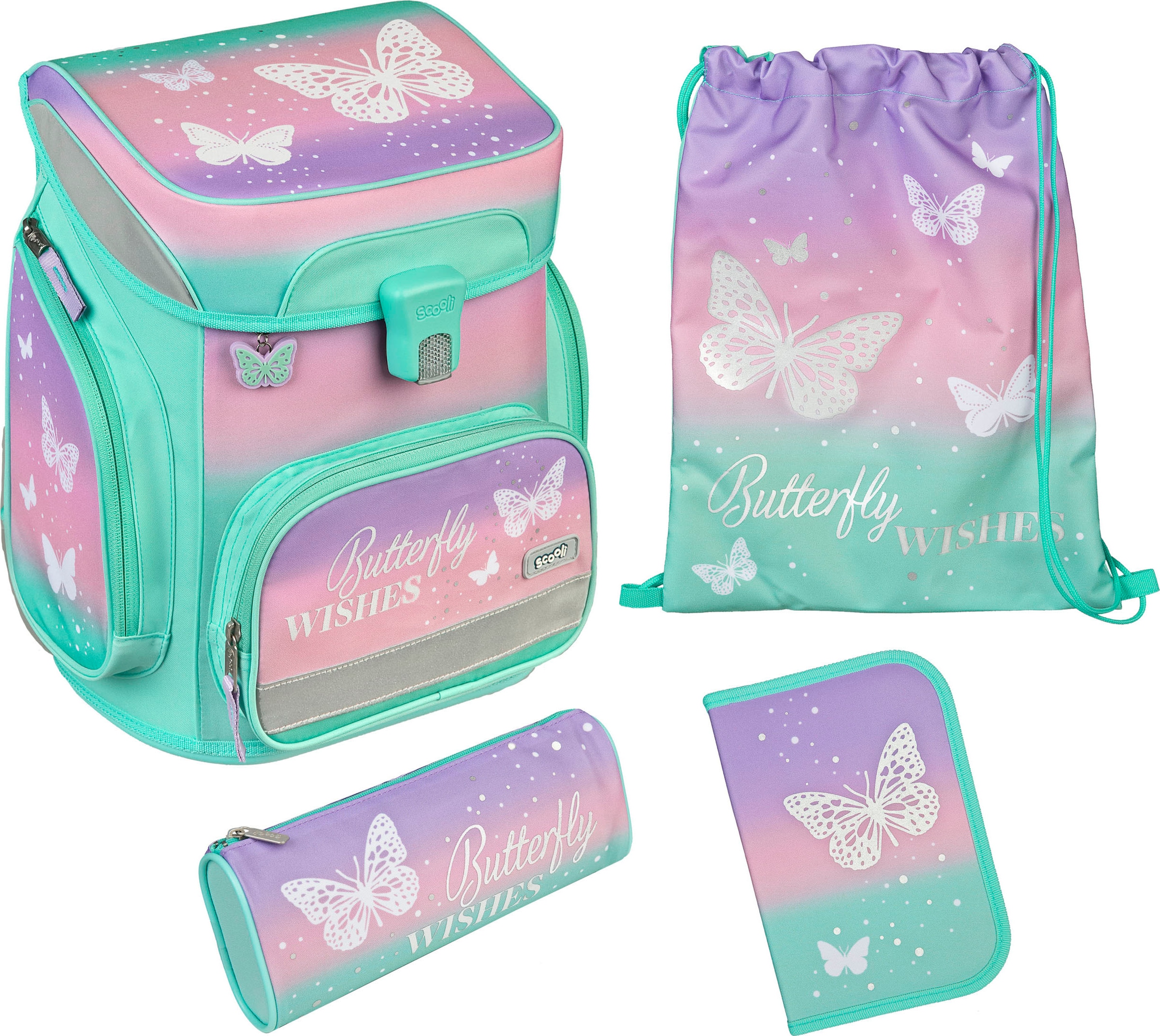 Scooli Schulranzen »EasyFit, Butterfly Wishes«, Reflektoren