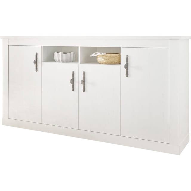 Home affaire Sideboard »RAVENNA«, im romantischen Landhausstil, Griffe aus  Metall, Breite 201 cm | BAUR