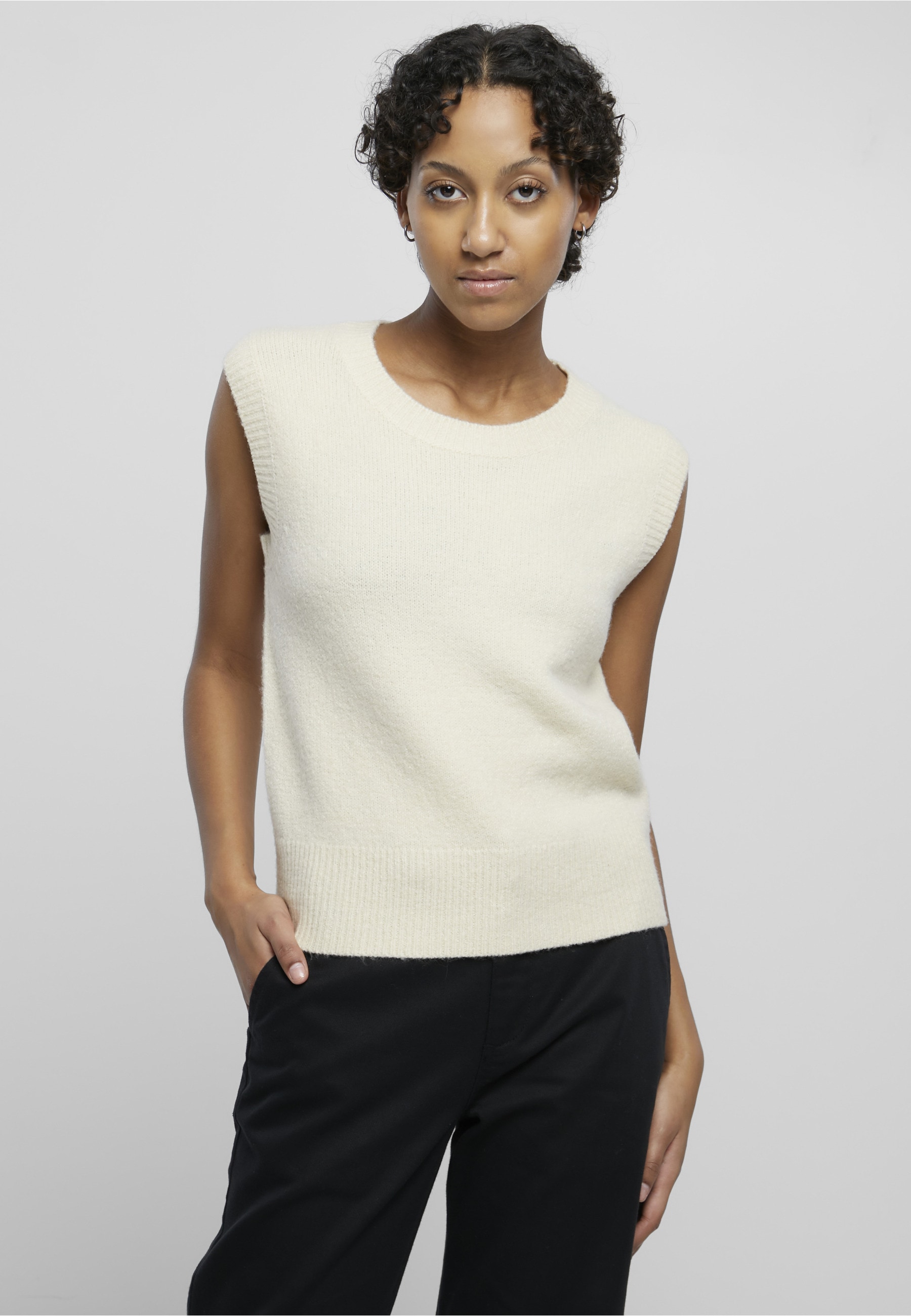 URBAN CLASSICS Fleecepullover »Urban Classics Damen Ladies Knit Slipover«, 1 Stk.
