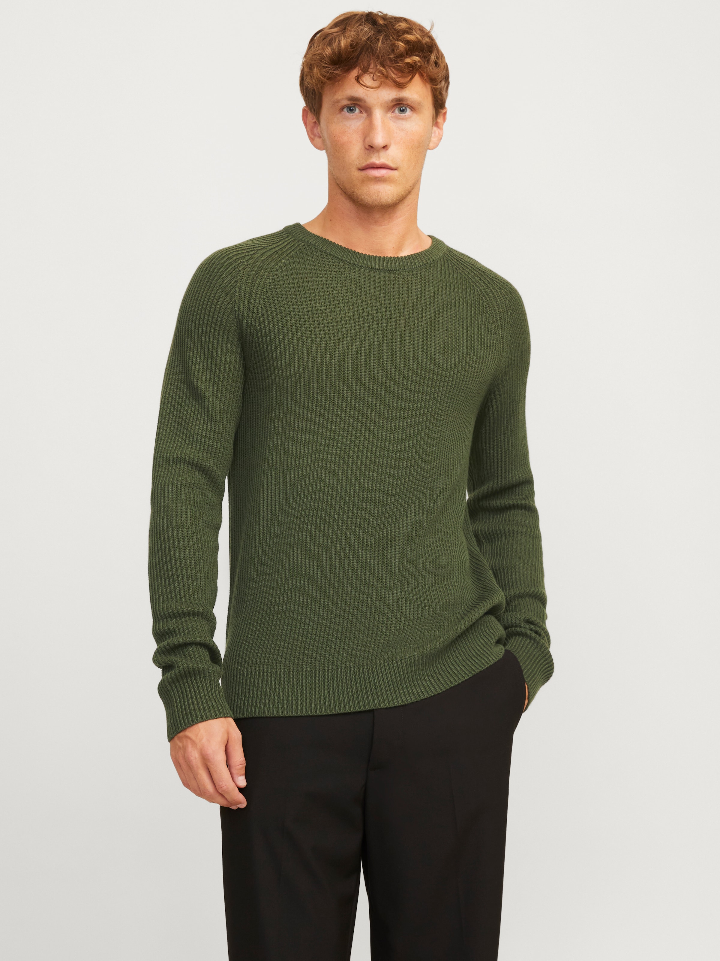 Jack & Jones Rundhalspullover "JJPANNEL KNIT CREW NECK AW24"