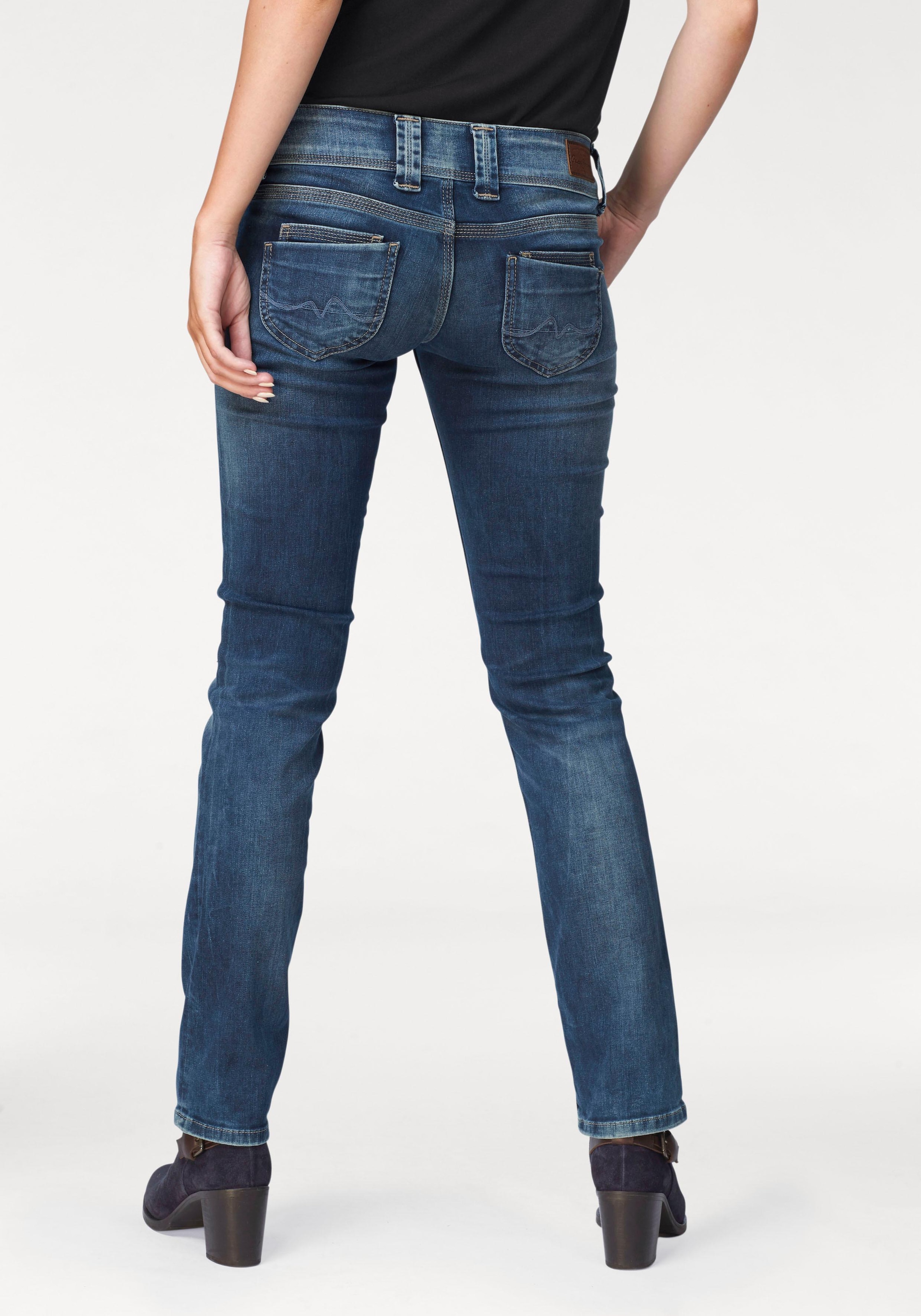 Pepe Jeans Damen Jeans Venus - Regular Fit - Blau - Blue Black Wiser günstig online kaufen