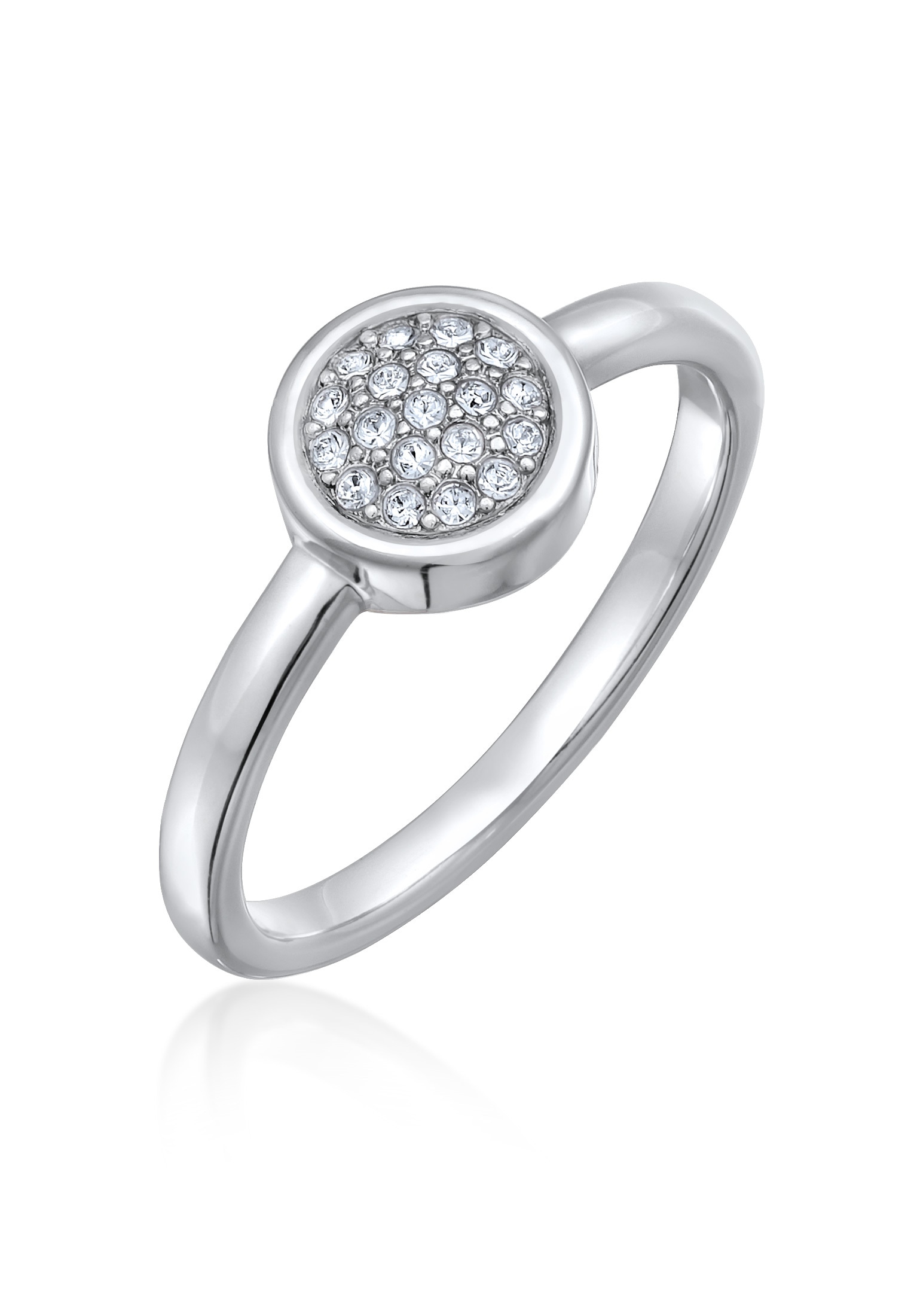 "Ring-Set ELLI ""Ring Kristalle Elegant Solitäre Silberfarben"" Gr. 56, silber, Fingerringe, Damen, 56,mit Stein, Messing"
