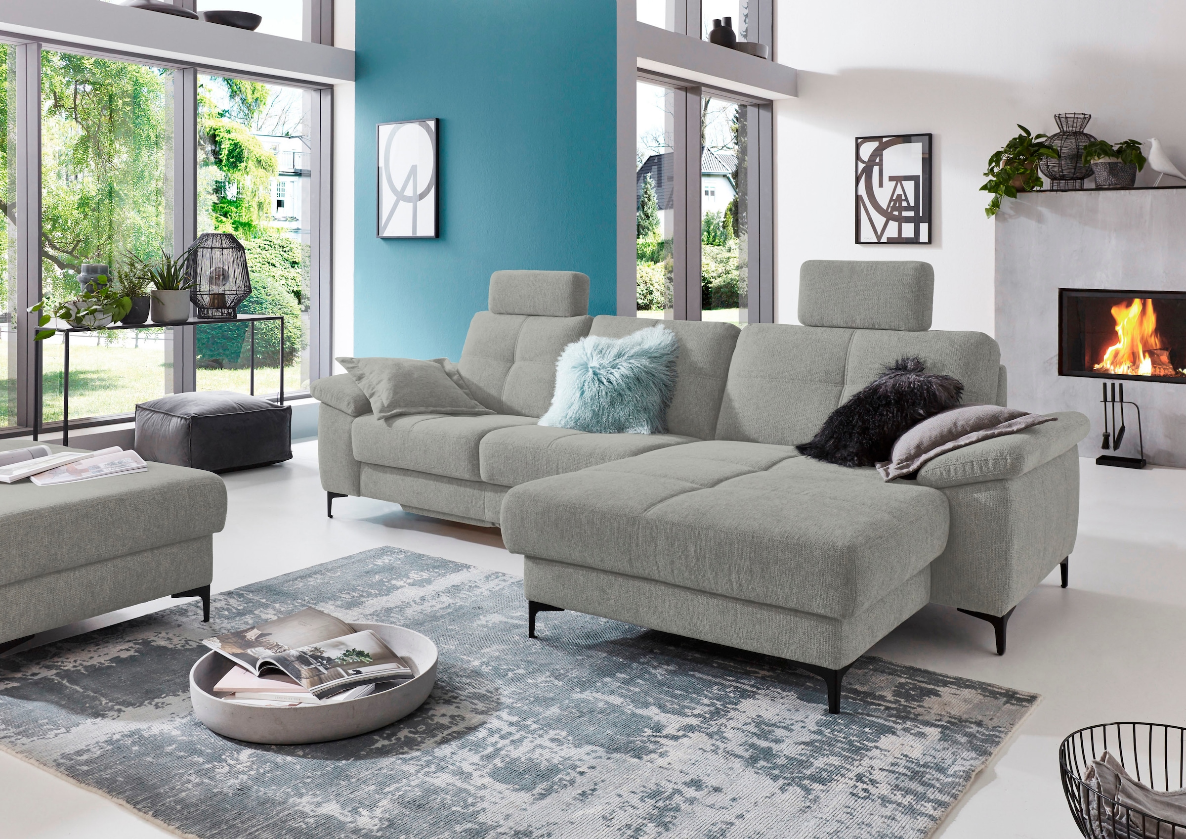 3C Carina Ecksofa »Burnaby bequem und modern, OTTOs Choice, L-Form«, 2 Kopfstützen, optional mit Schlaf- und motorischer Relaxfunktion