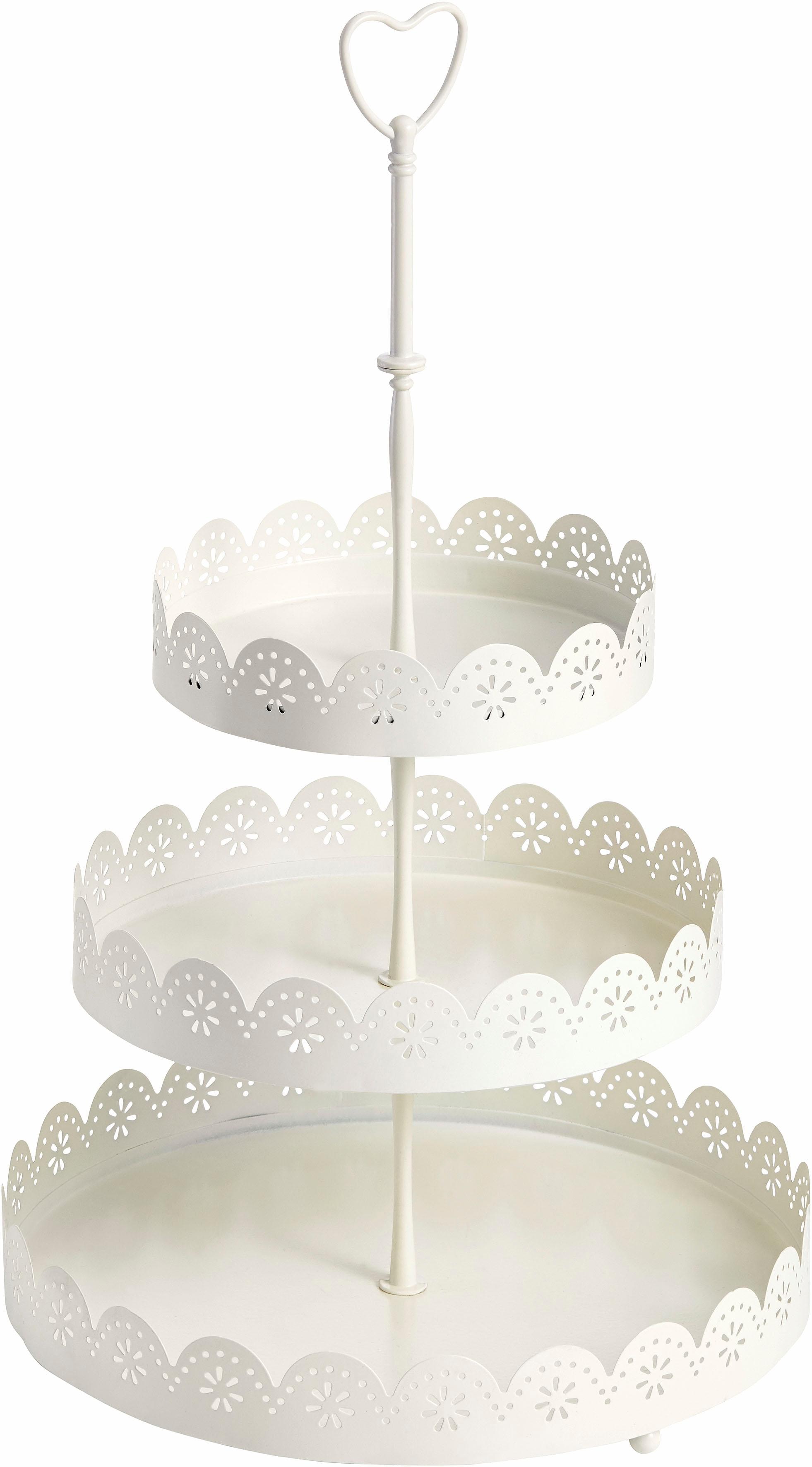 OTTO home Dekoetagere "mit schönen, verspielten Ausstanzungen und Details" Etagere 3-stufig, Höhe 42 cm, rund, aus Metall