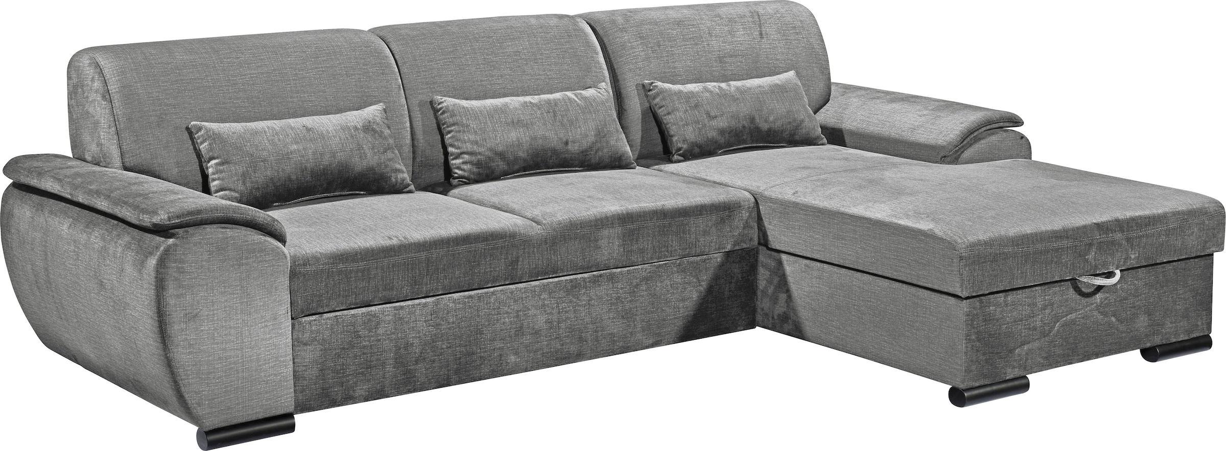 ED EXCITING DESIGN Ecksofa »Tampa L-Form«, frei im Raum stellbar, mit Bettkasten, Schlaffunktion, 3 Nierenkissen