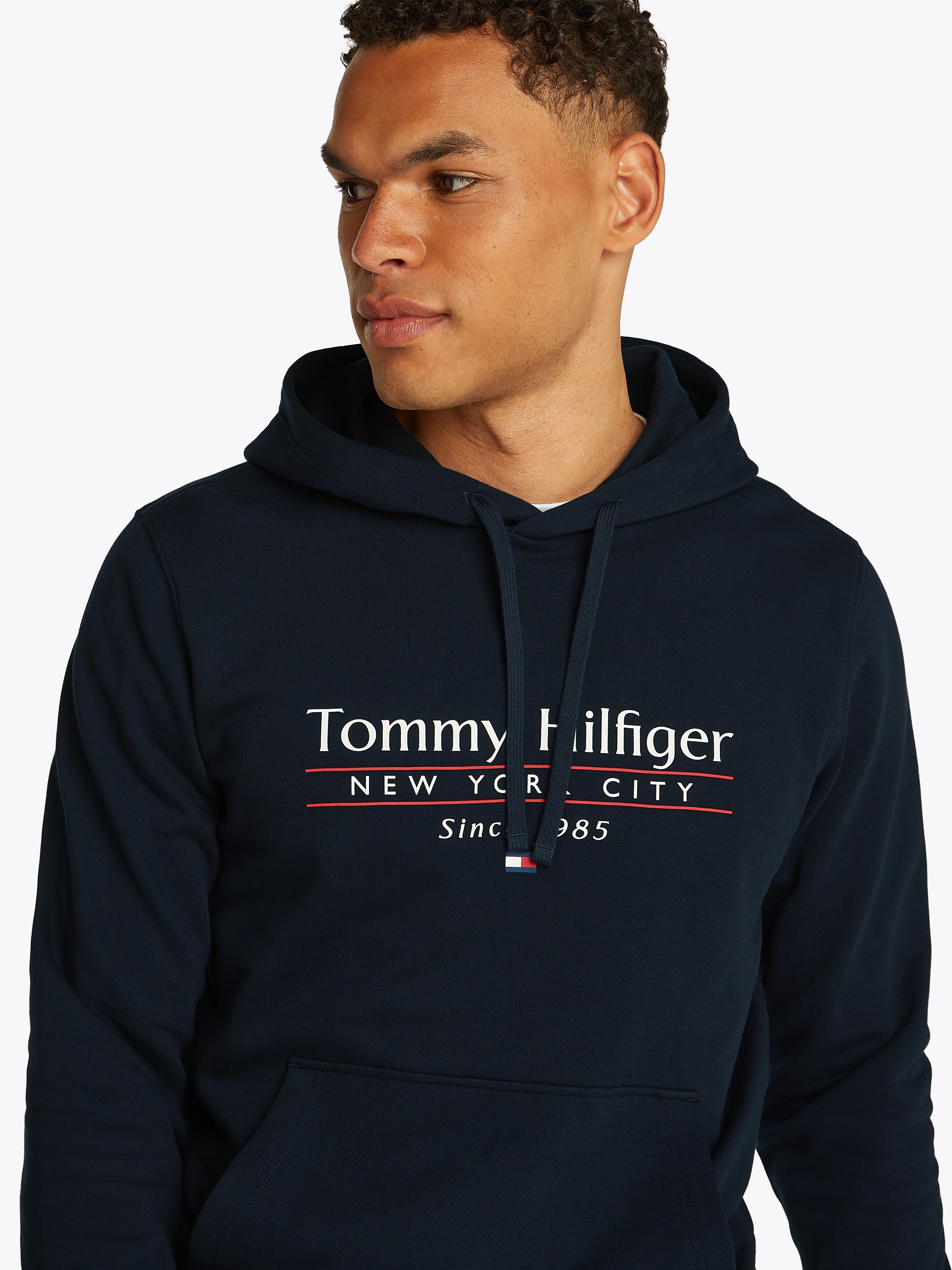 Tommy Hilfiger Hoodie "HILFIGER CENTER STACK HOODY", mit großem mehrfarbige günstig online kaufen