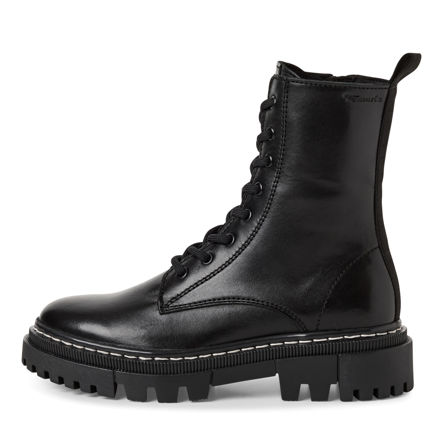 Tamaris Schnürstiefelette, Blockabsatz, Plateau, Schnürboots mit Logoprägung am Schaft