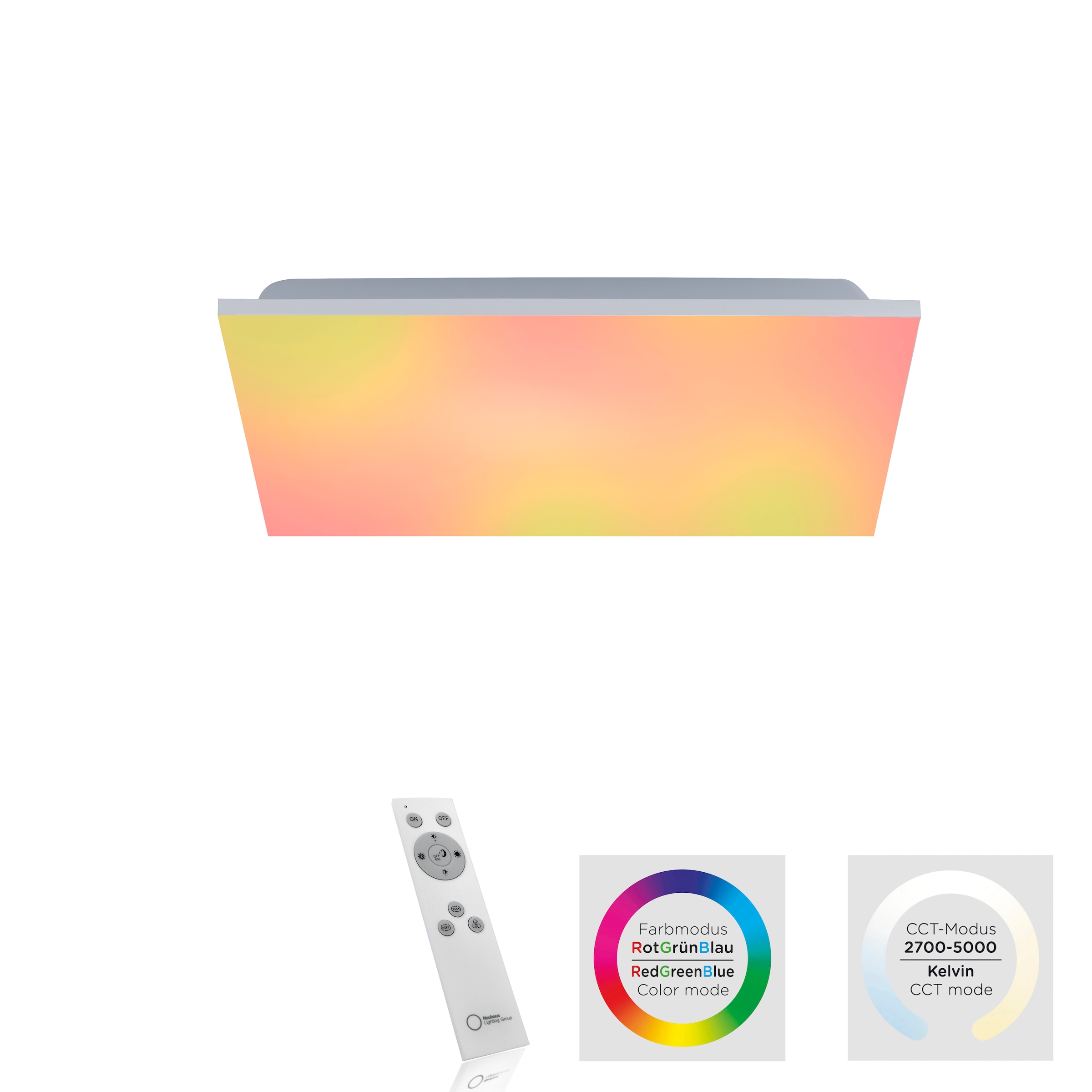 JUST LIGHT RGB+tunable Deckenleuchte inkl. »YUKON«, 1 Fernbedienung, dimmbar, | flammig-flammig, BAUR über - white, Infrarot CCT