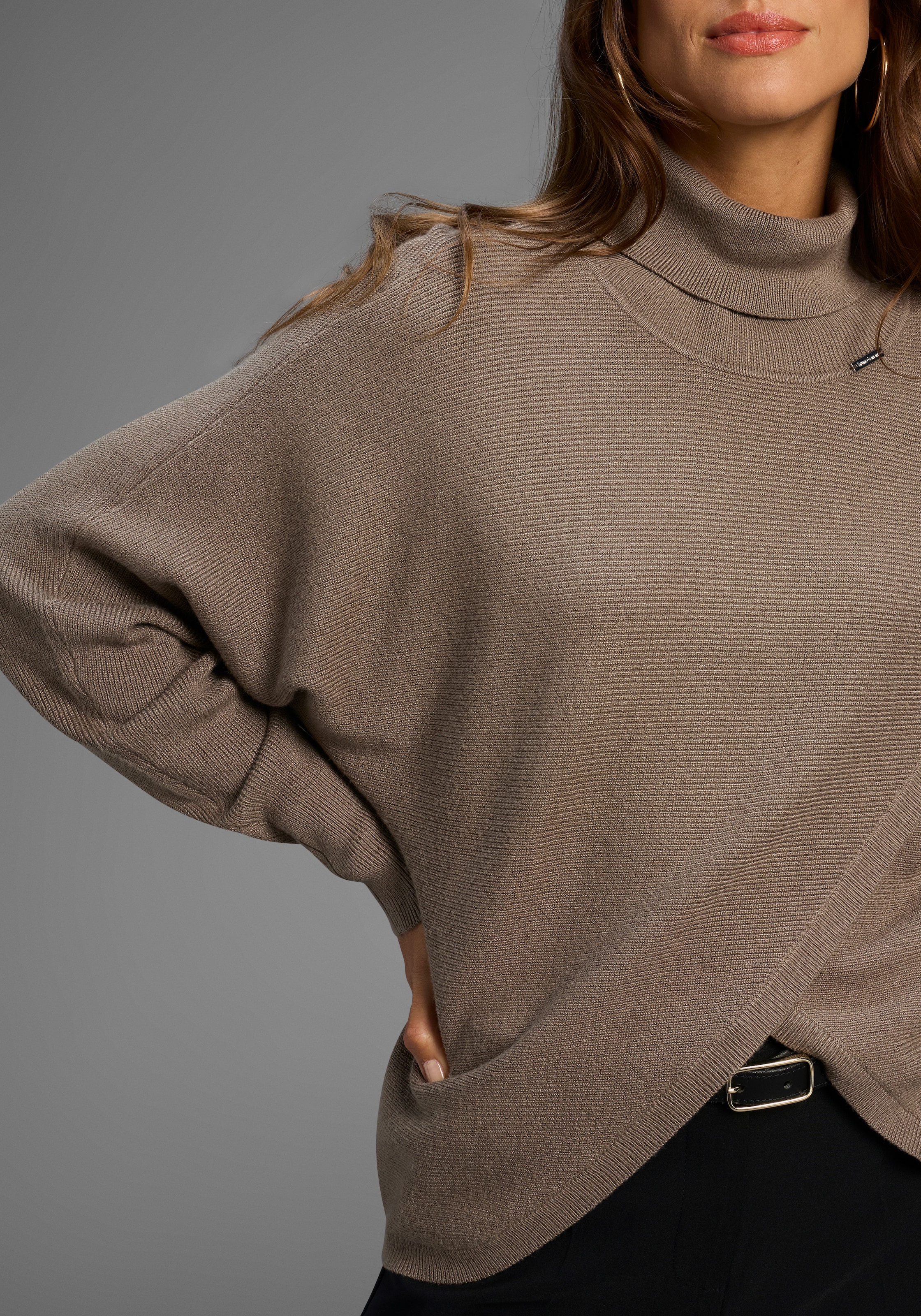 Bruno Banani Rollkragenpullover, mit Wickel-Optik - NEUE KOLLEKTION