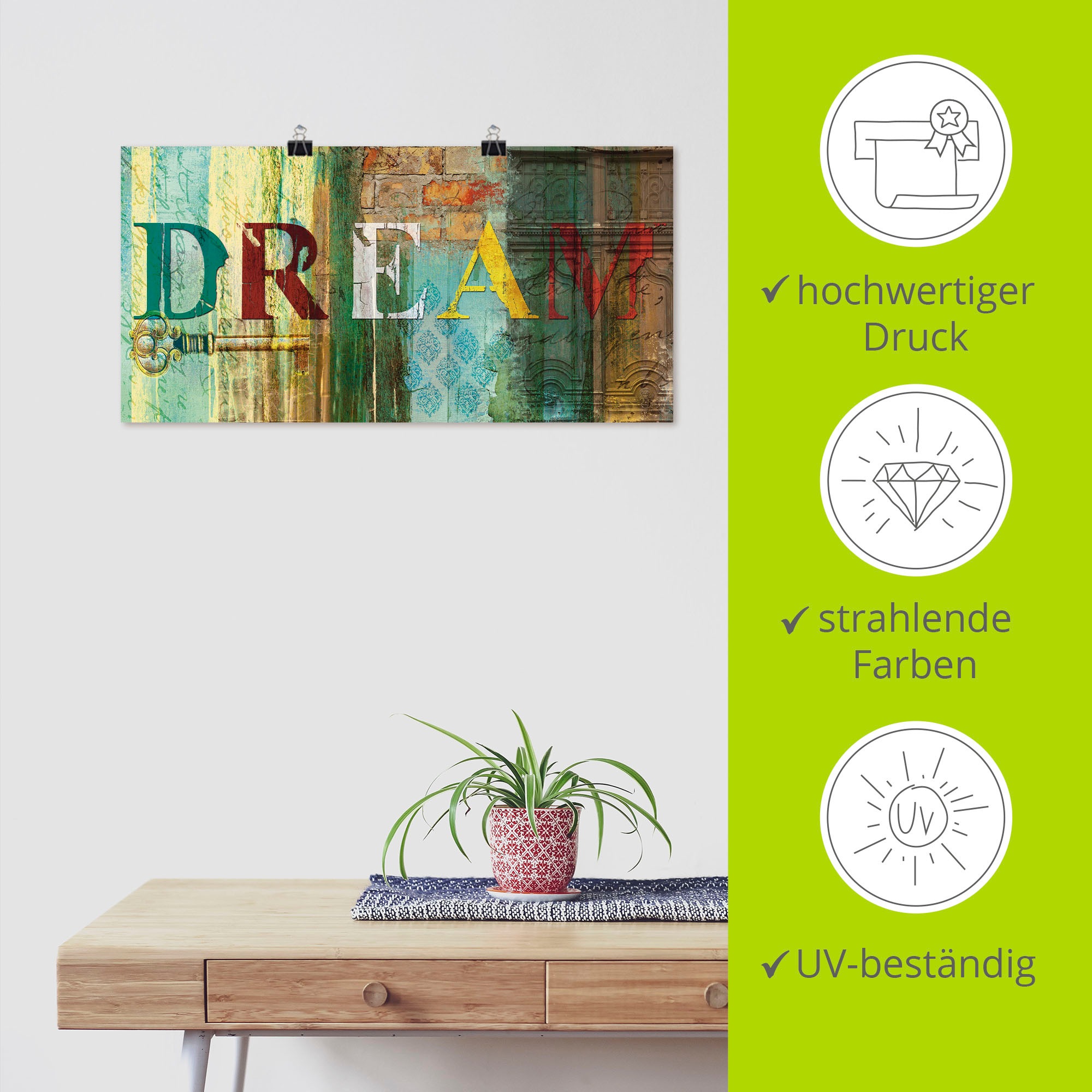 Artland Wandbild »Traum«, Sprüche & Texte, (1 St.), als Leinwandbild, Poster, Wandaufkleber in verschied. Größen