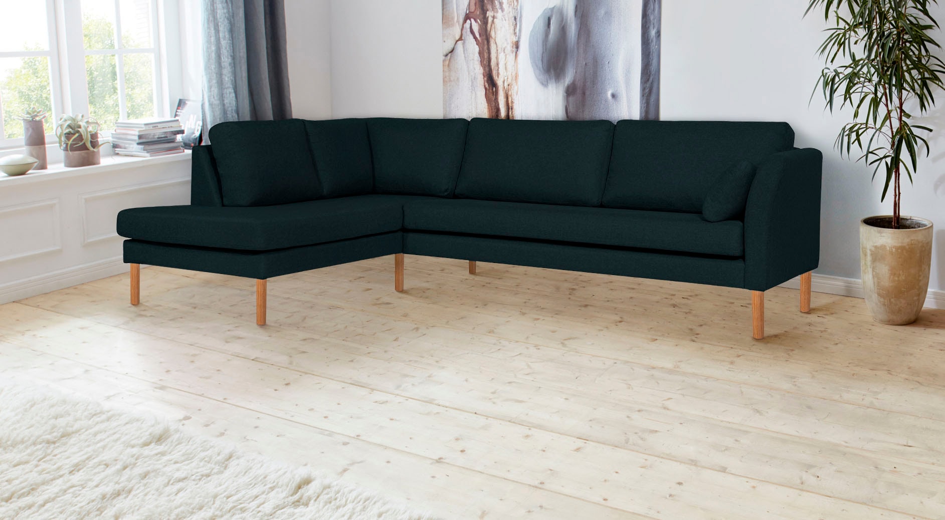 andas Ecksofa "Grenzda, L-Form," mit Holzfüßen