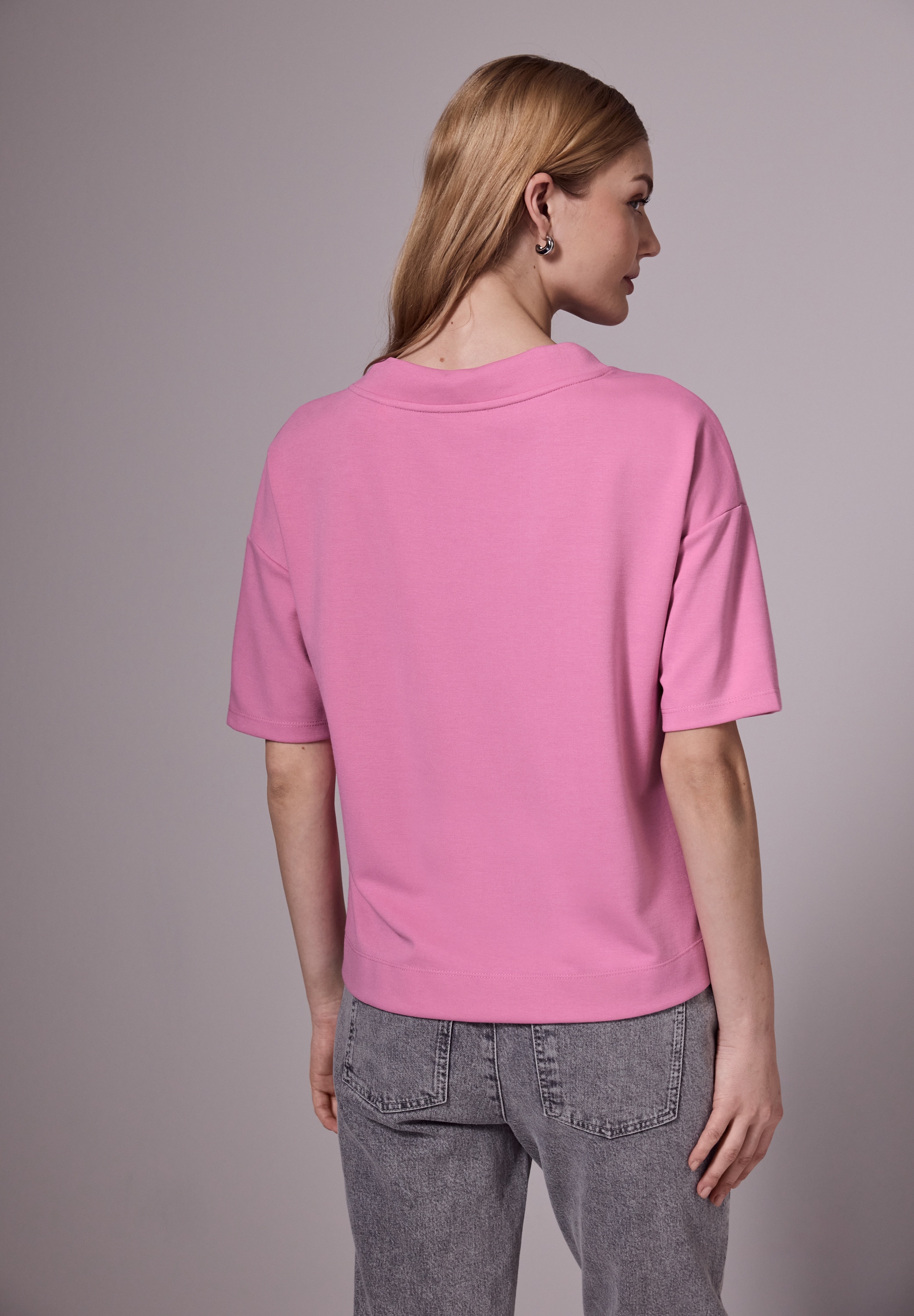 STREET ONE STUDIO T-Shirt, mit Tunnelzugband am Kragen
