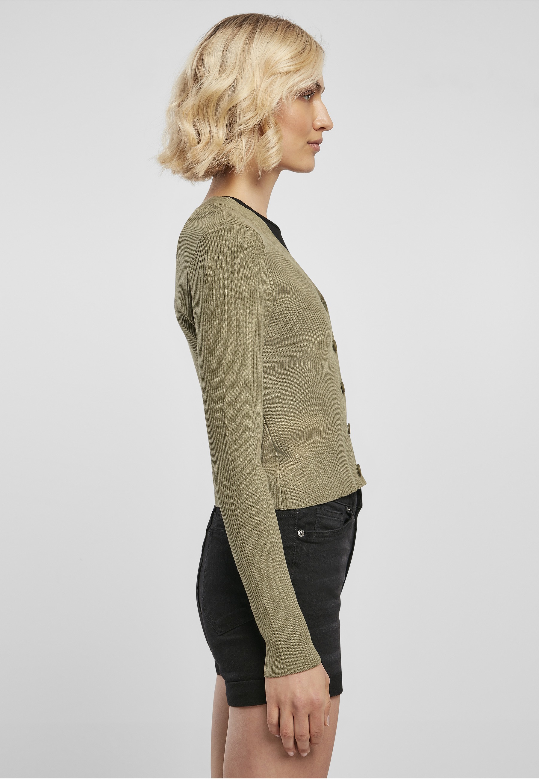 URBAN CLASSICS Cardigan »Urban Classics Damen Ladies Short Rib Knit Cardigan« 1 Stk.