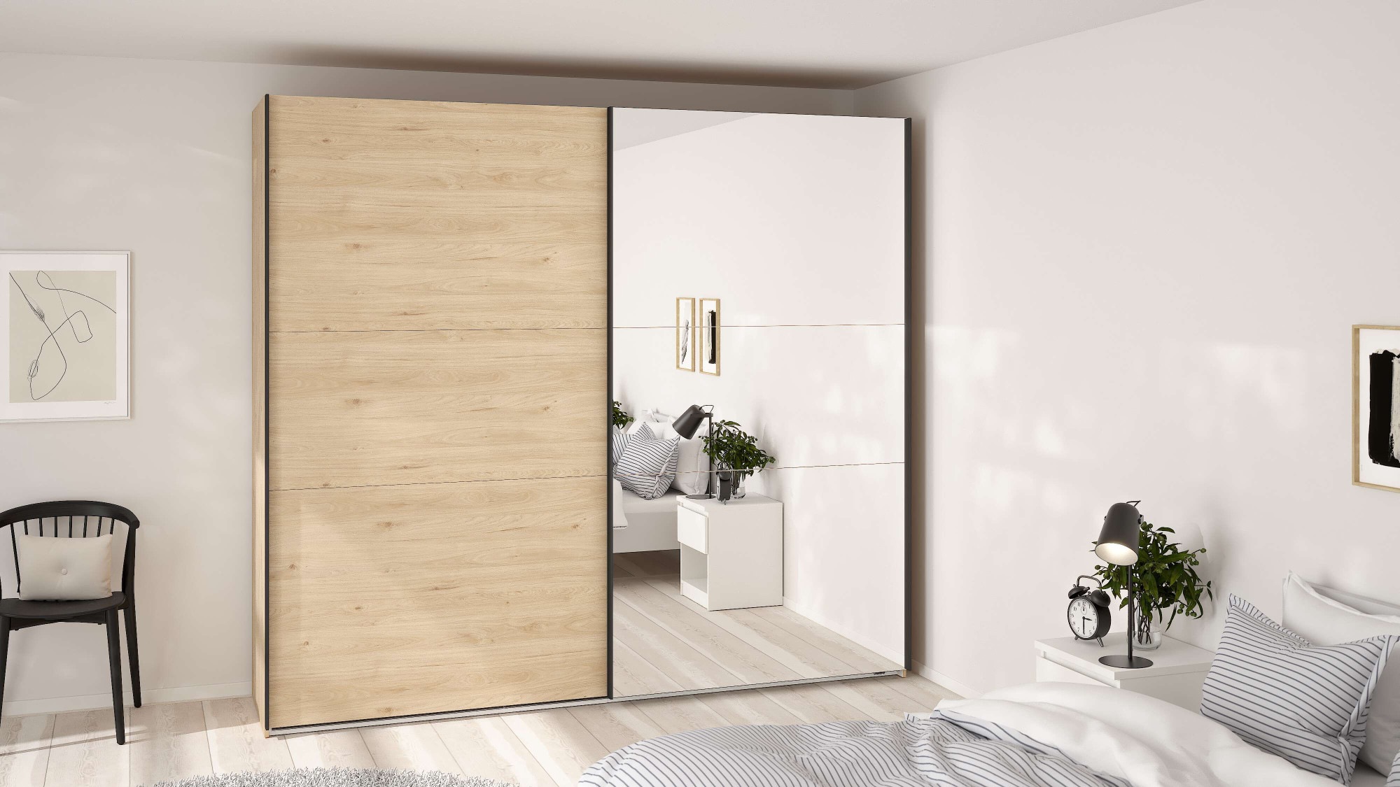 Thumbnail - Home affaire Schwebetürenschrank "Como, Kleiderschrank, Schlafzimmerschrank" 1 Schwebetür, 1 Spiegelschiebetür, Kleiders...