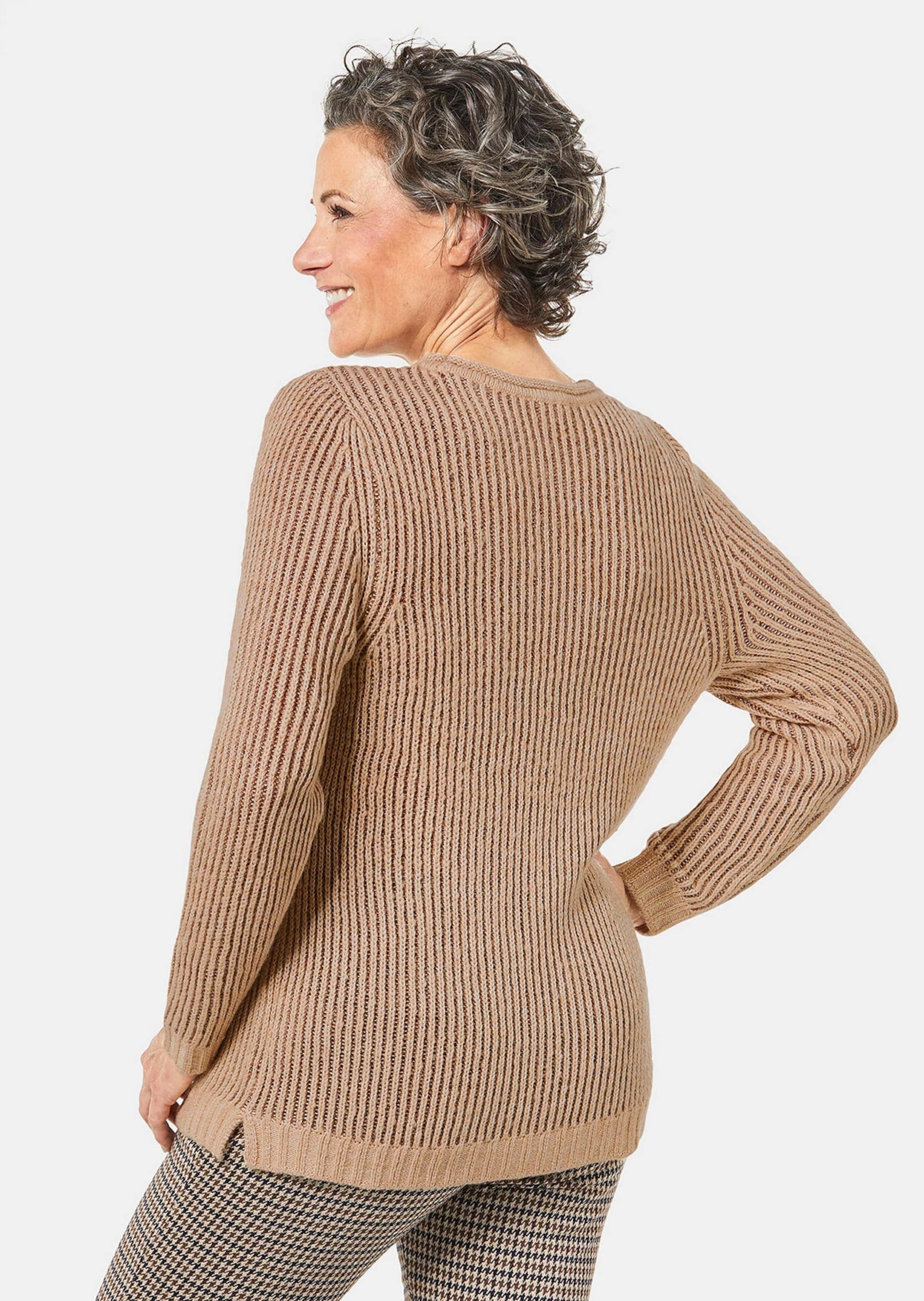 GOLDNER Strickpullover »Kurzgröße Strickpullover mit interessanter Struktur und Glitzergarn«