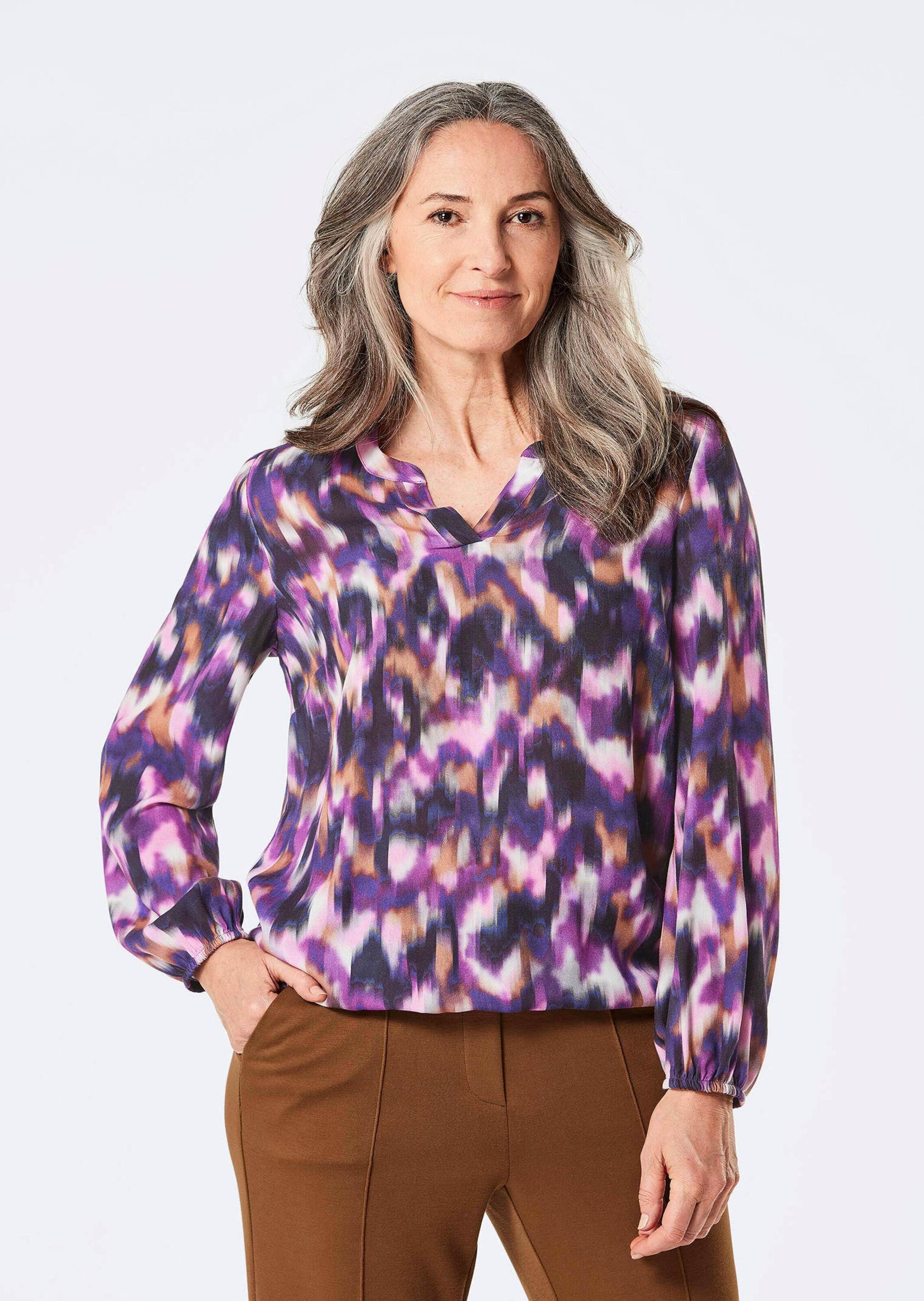 GOLDNER Klassische Bluse "Bluse" Tunika-Ausschnitt günstig online kaufen