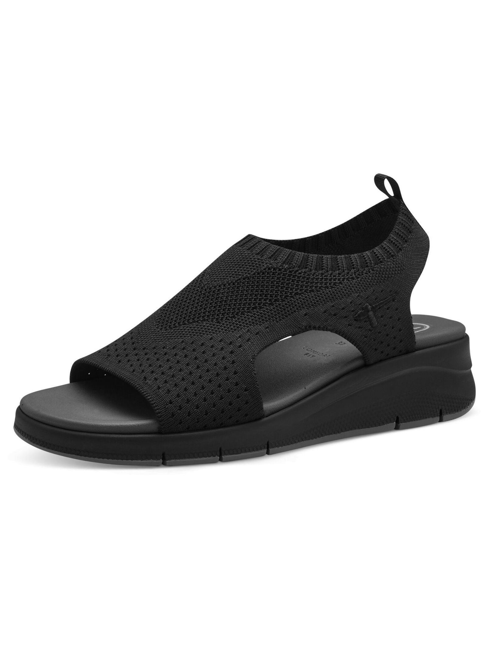 Keilsandalette TAMARIS "Tamaris Sandalen Textil", Damen, Gr. 38, schwarz, Textil, Schuhe