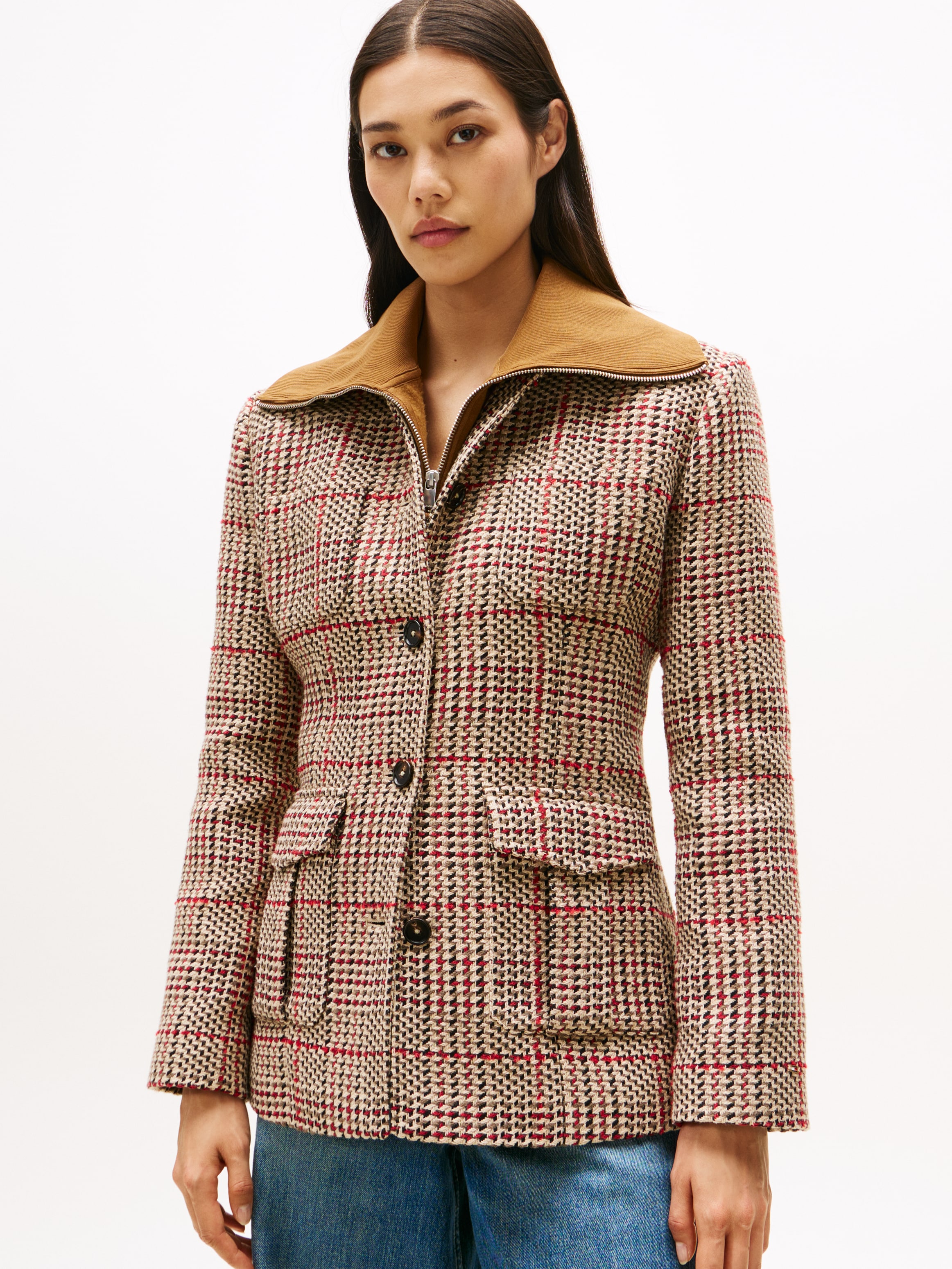 Tommy Hilfiger Kurzblazer "SEASONAL TEXTURE LADY JACKET", mit Wollanteil günstig online kaufen