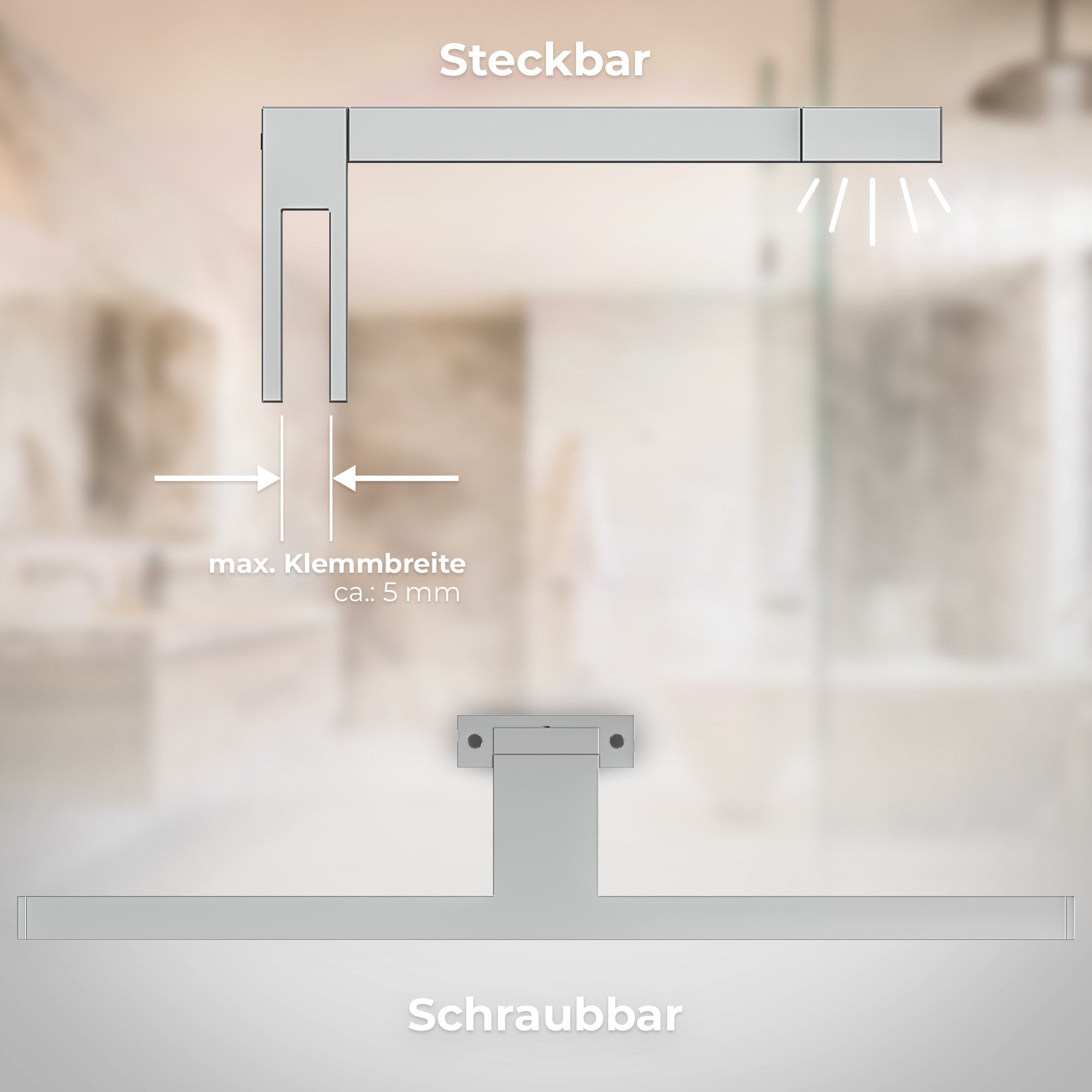 OTTO home LED Spiegelleuchte »SYNNRA Wandleuchte Badleuchte IP44 230V in chrom/schwarz« LED-Board 1 Stk. Neutralweiß Klemmbar, Schraubbar, 550 Lumen, 5 Watt, Badezimmer-Beleuchtung