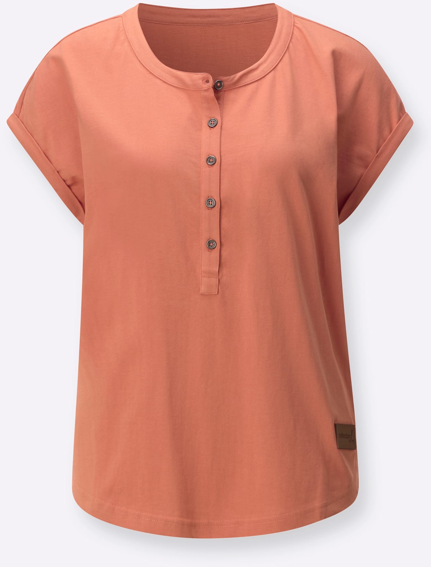 Rundhalsshirt CASUAL LOOKS "Rundhals-Shirt", Damen, Gr. 36, papaya, 100% Baumwolle, unifarben, Rundhals, Shirts Rundhalsshirt 2