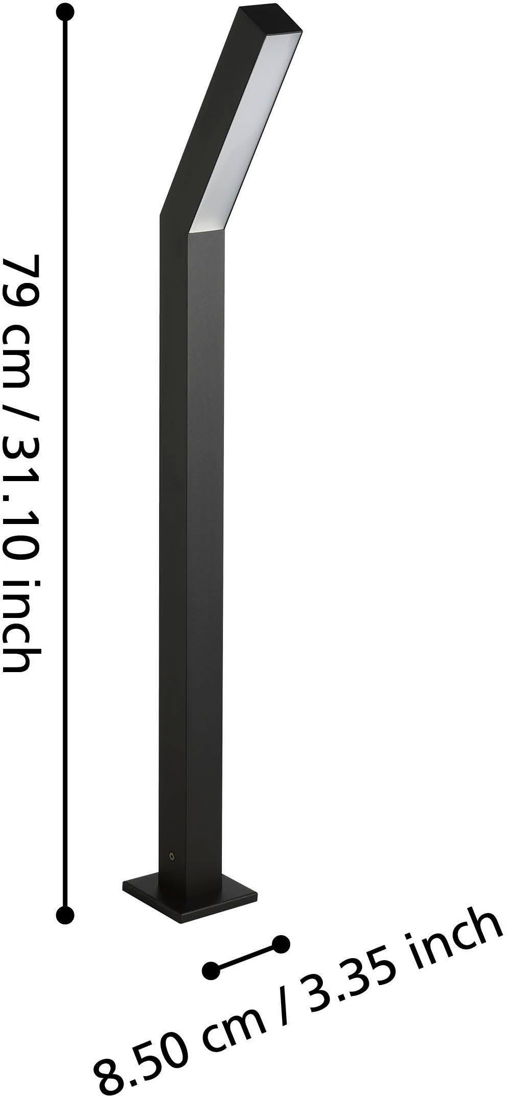 EGLO Stehlampe »Ugento Stehlampe, Außenlampe, Metall und Kunststoff, Wegeleuchte, IP44« LED-Modul 1 Stk. Warmweiß Stehleuchte - L16,5 x B4 x H79 cm - schwarz - 2X4,5W inkl.