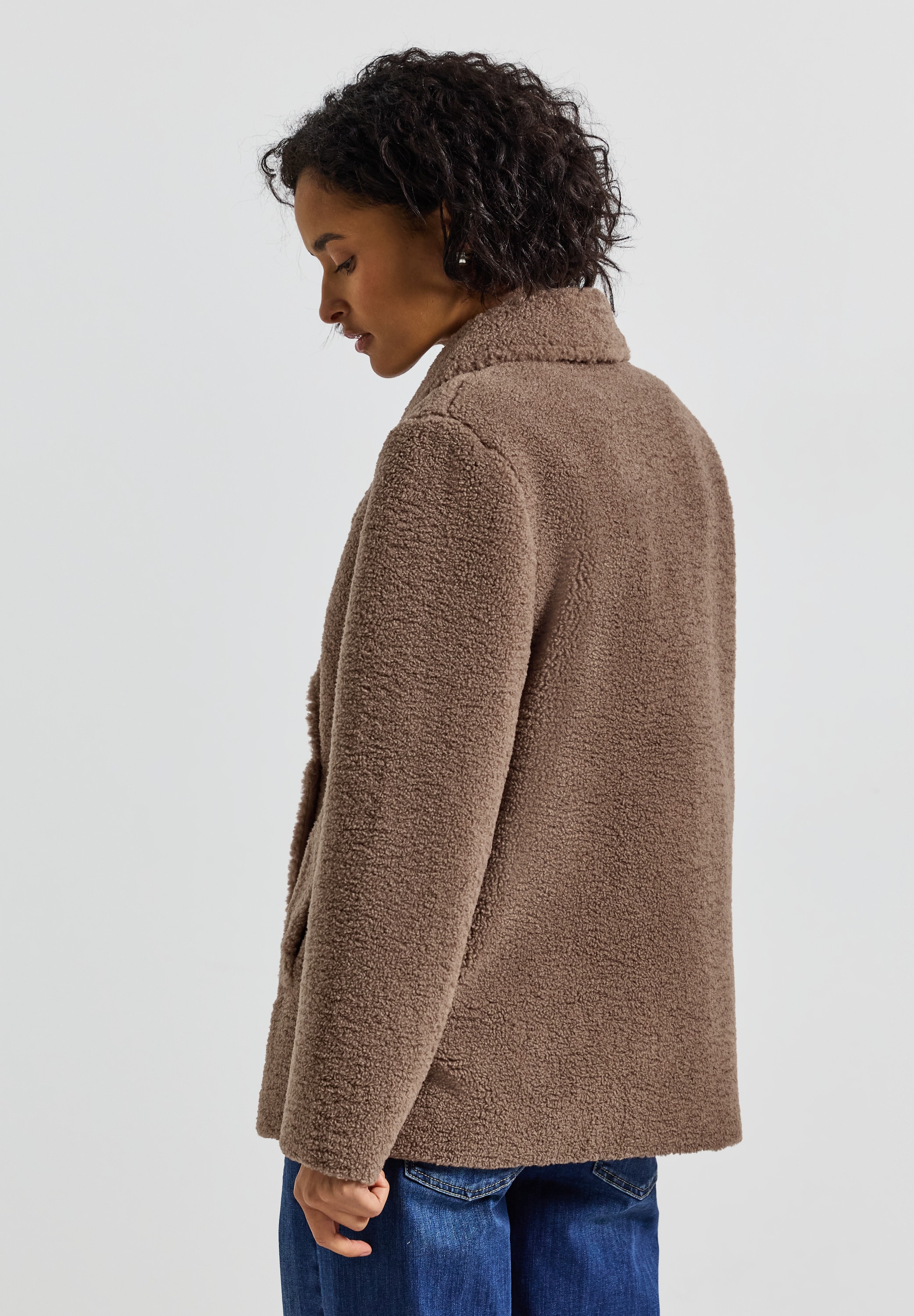 STREET ONE Fellimitatjacke, ohne Kapuze, mit Reverskragen