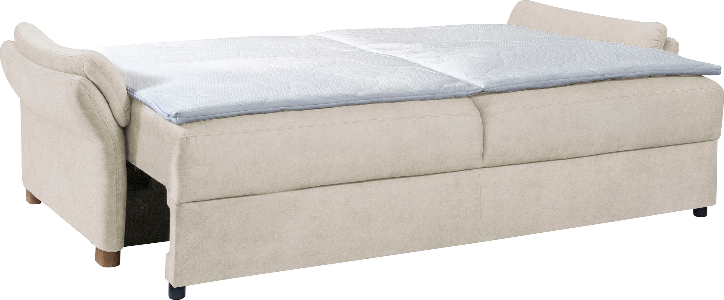 exxpo - sofa fashion 3-Sitzer »hochwertiger Sitzaufbau für hohen Sitzkomfort, bequeme Armlehnen«, inkl. Boxspring/Federkern-Polsterung, Bettfunktion und Bettkasten