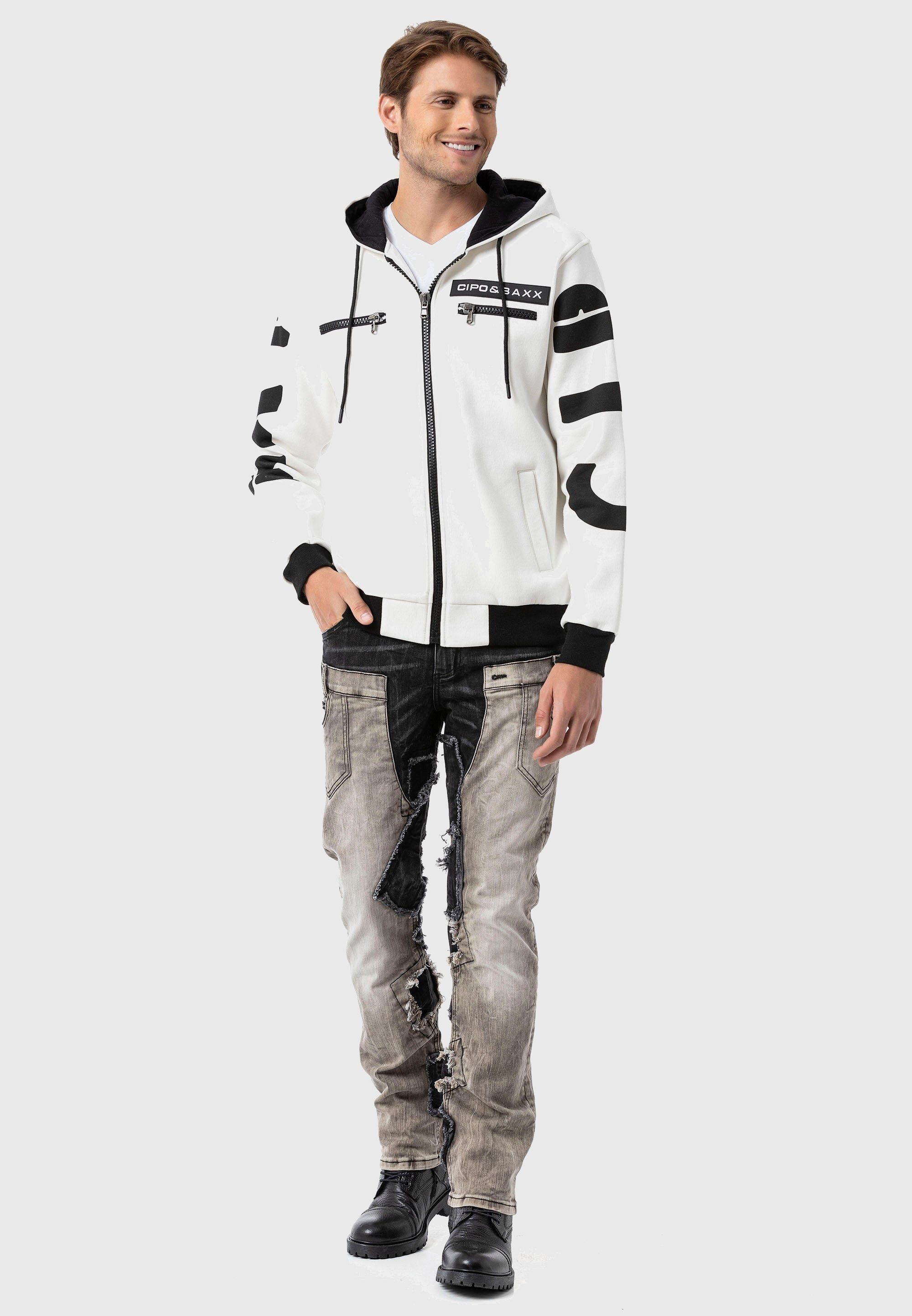Cipo & Baxx Strickjacke »Cipo & Baxx Sweatjacken« mit Ärmel- und Rückenprint
