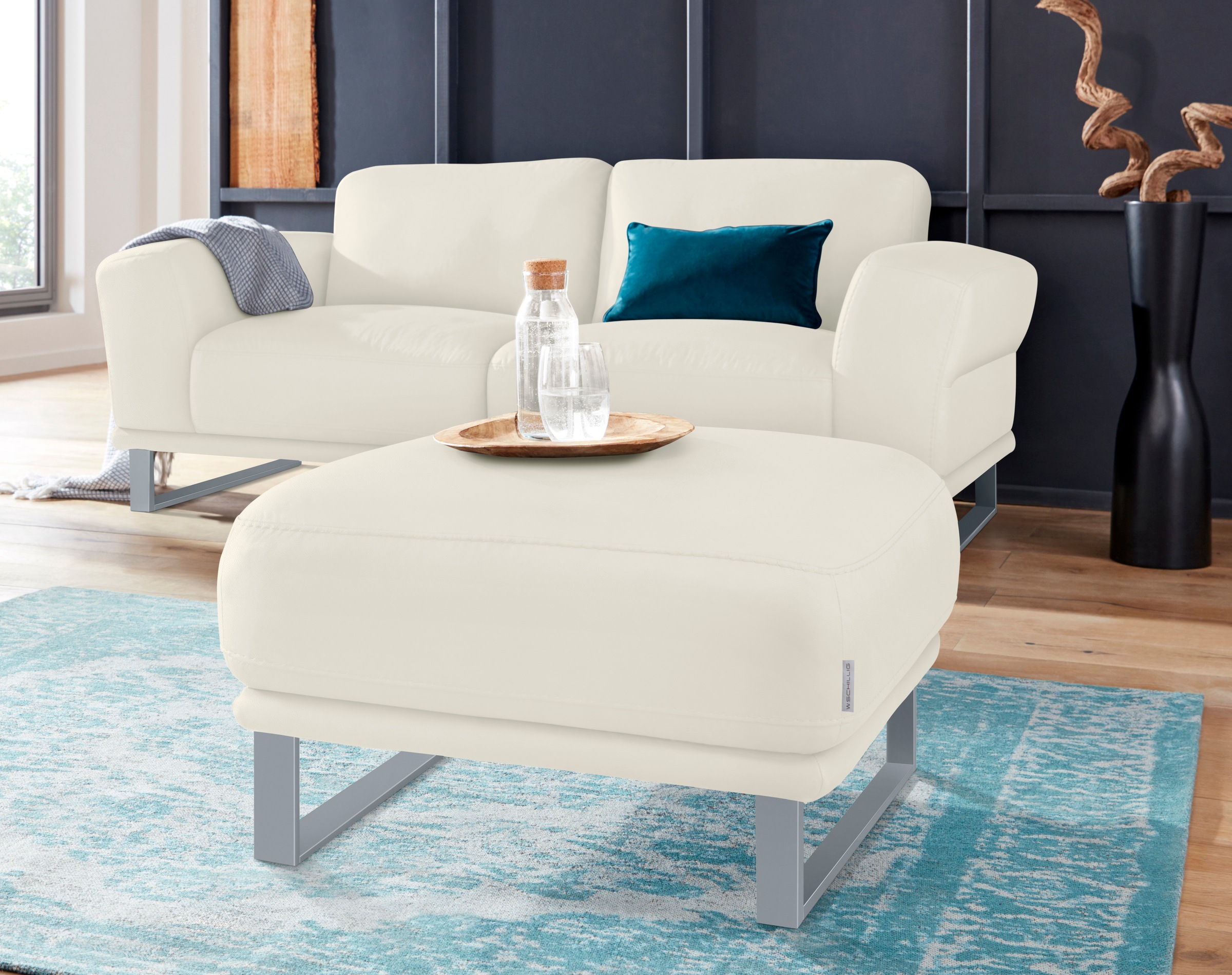 W.SCHILLIG Hocker "montanaa", mit Metallkufen in Silber matt, Breite 71 cm günstig online kaufen