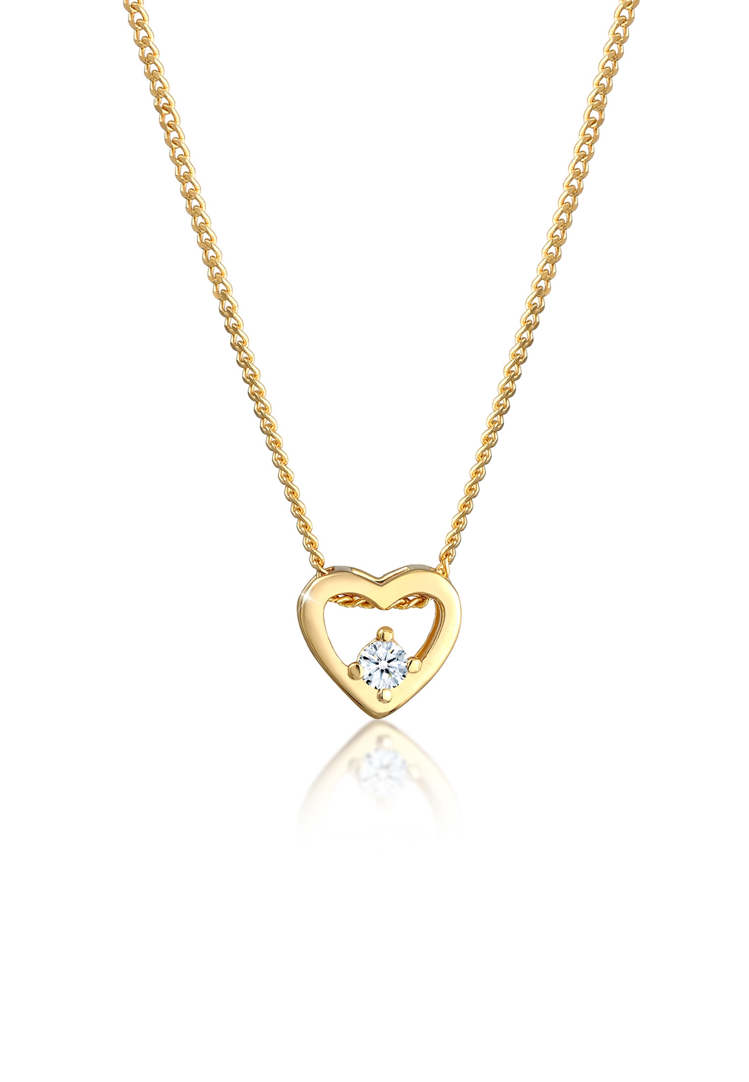 Elli DIAMONDS Collierkettchen »Herz Liebe Diamant (0.03 ct.) 585 Gelbgold«