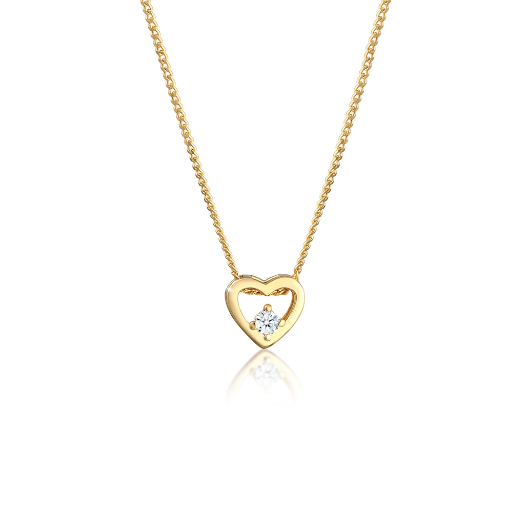 Elli DIAMONDS Collierkettchen »Herz Liebe Diamant (0.03 ct.) 585 Gelbgold«