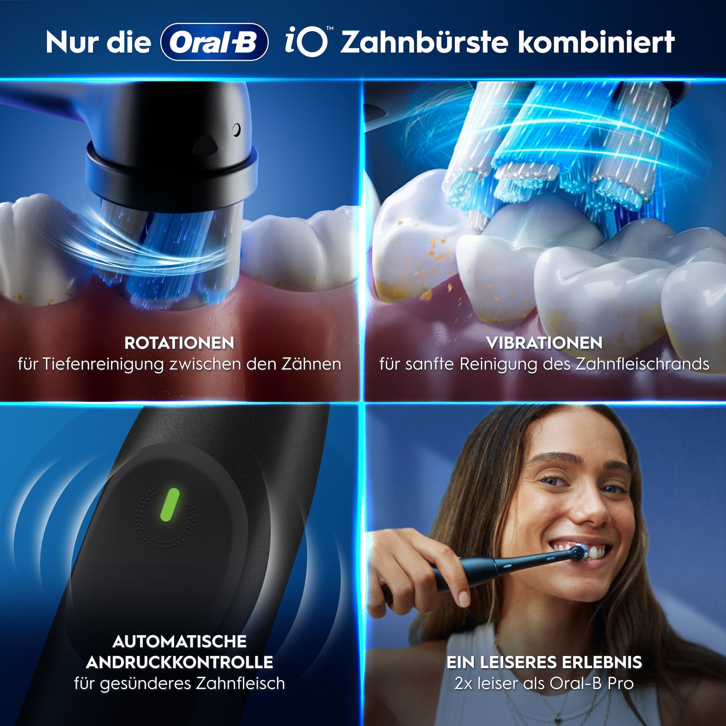 Oral-B Elektrische Zahnbürste »iO Series 2« 2 Stk. Aufsteckbürsten Doppelpack, 2 Aufsteckbürsten, Reise-Etui