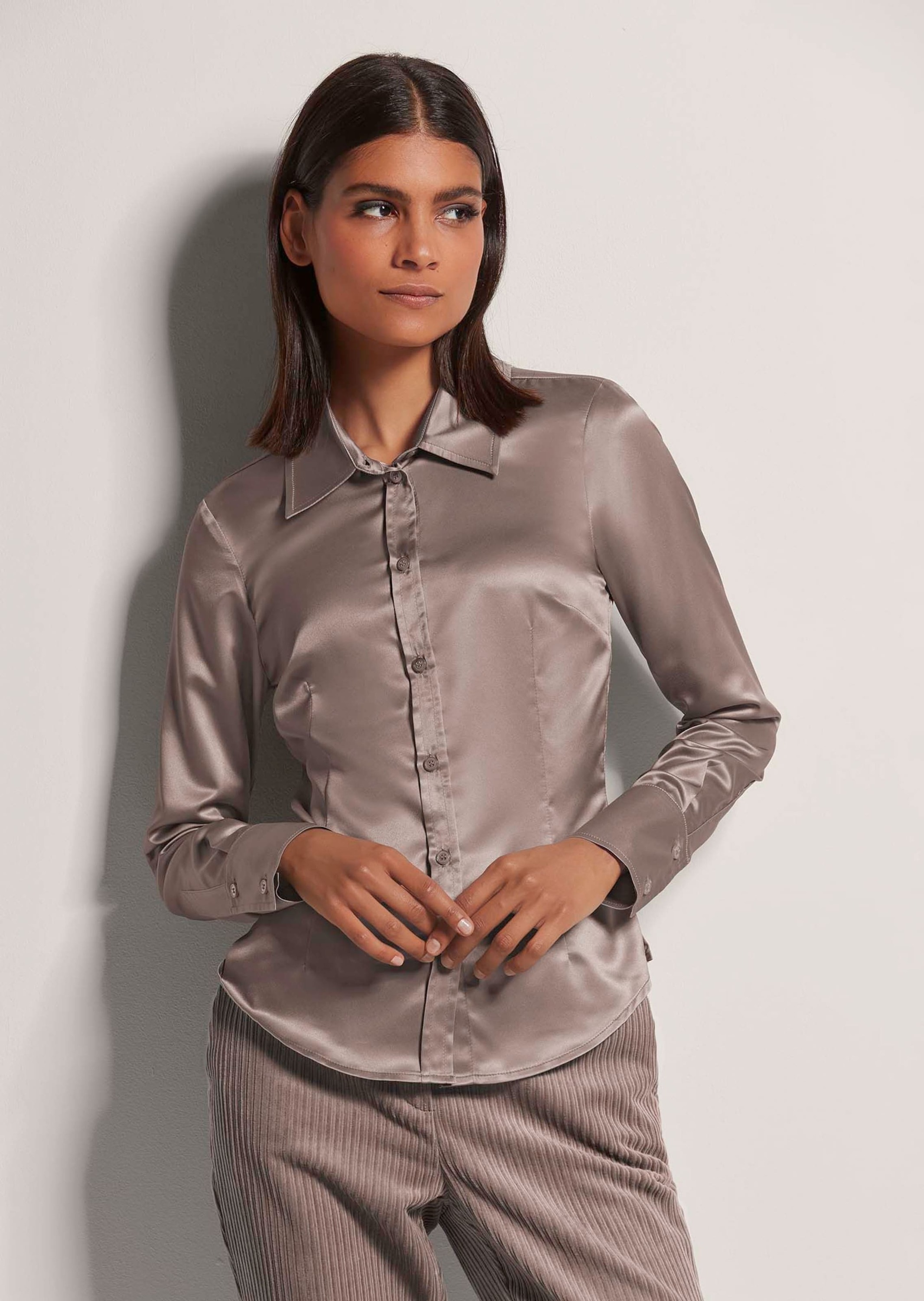 MADELEINE Hemdbluse »Bluse Langarm Satinbluse mit edlem Glanz«