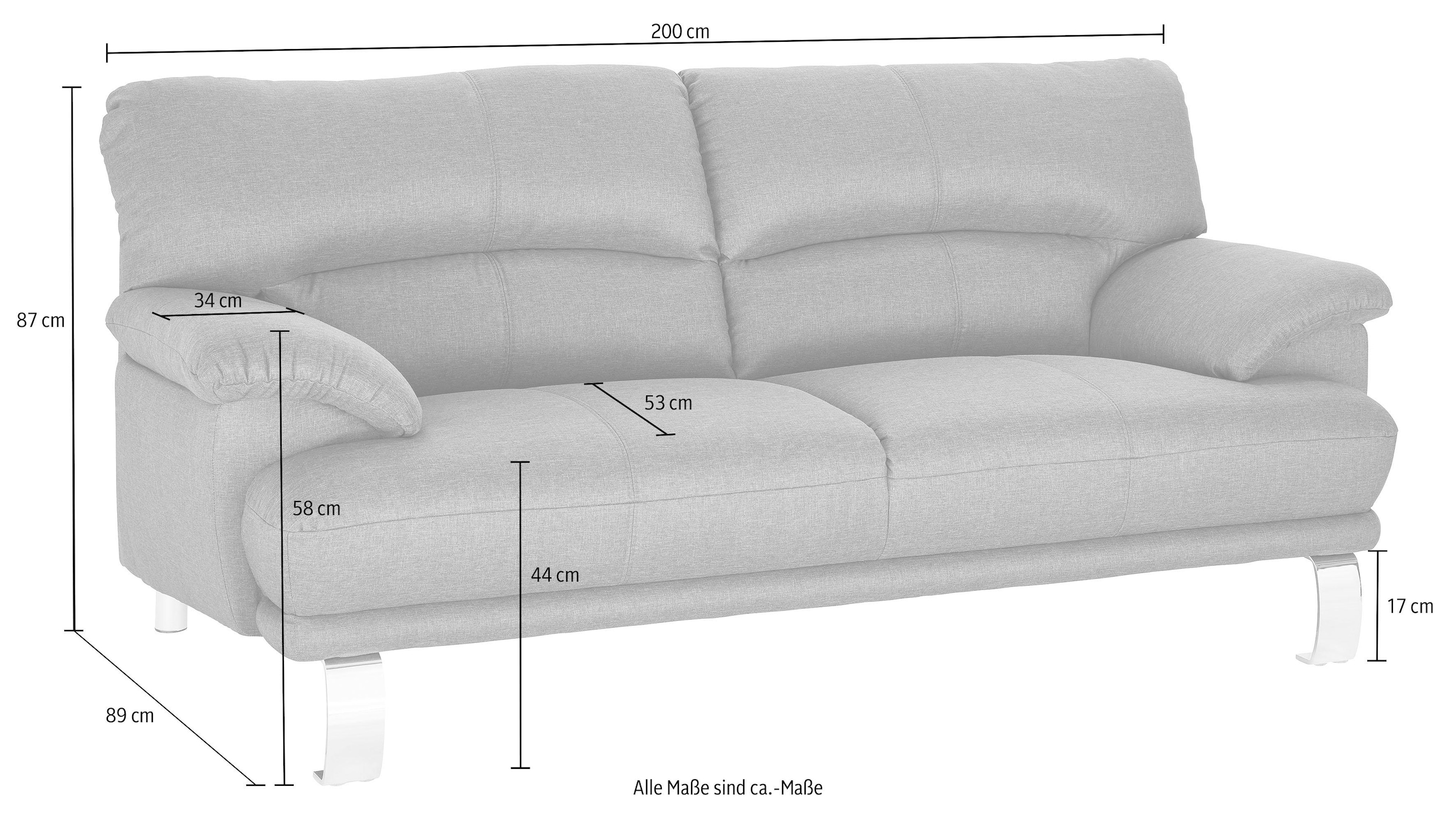 TRENDMANUFAKTUR 3-Sitzer »Cecilia II, mit italienischem Design, tollen Details«, mit tollem Sitzkomfort und Designfuß