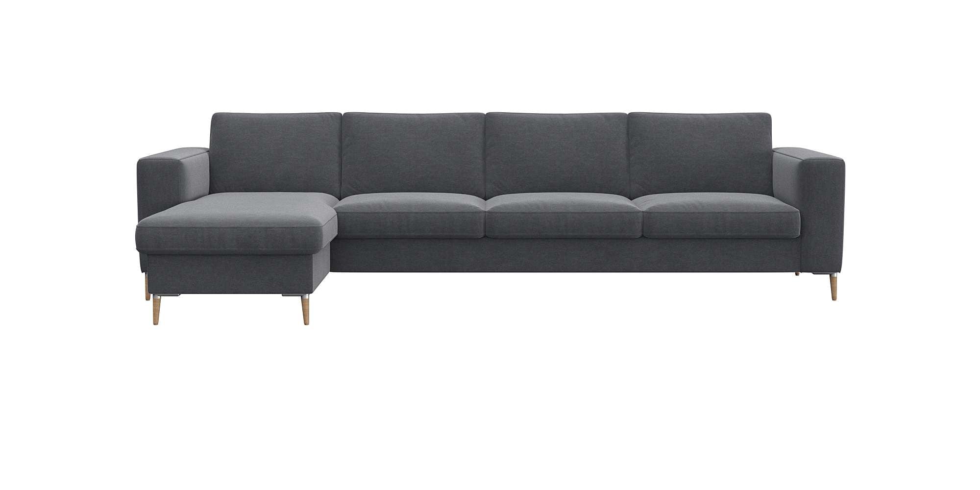 FLEXLUX Ecksofa "Fiore, super bequem durch hochwertigen Sitzaufbau mit Kaltschaum" breite Armlehnen, Füße Alu+ Eiche, L-Form