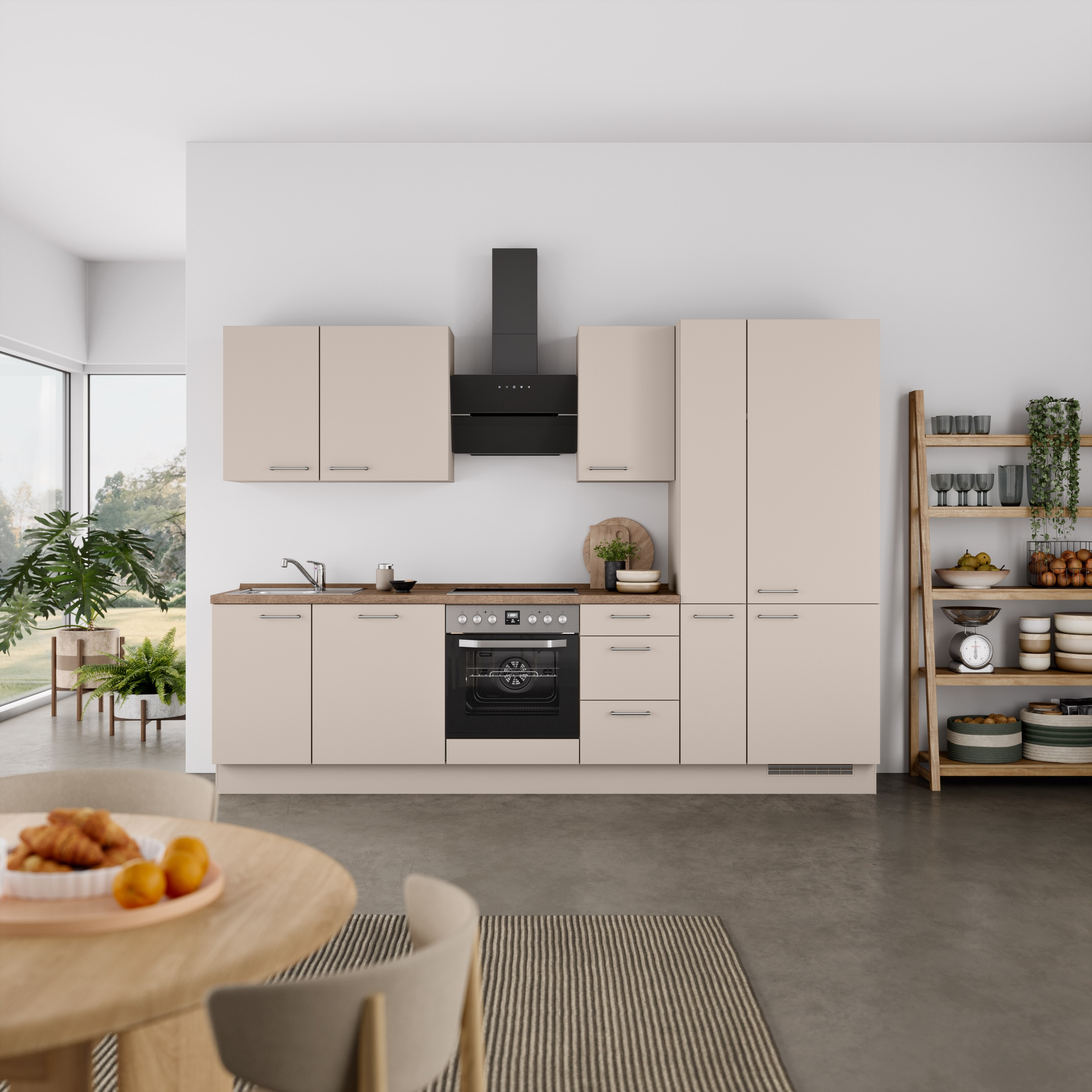 nobilia® Küchenzeile »"Laser II", Ausrichtung wählbar, Breite 300 cm«, vormontiert, wahlw. mit unterschiedlichen E-Geräten-Sets