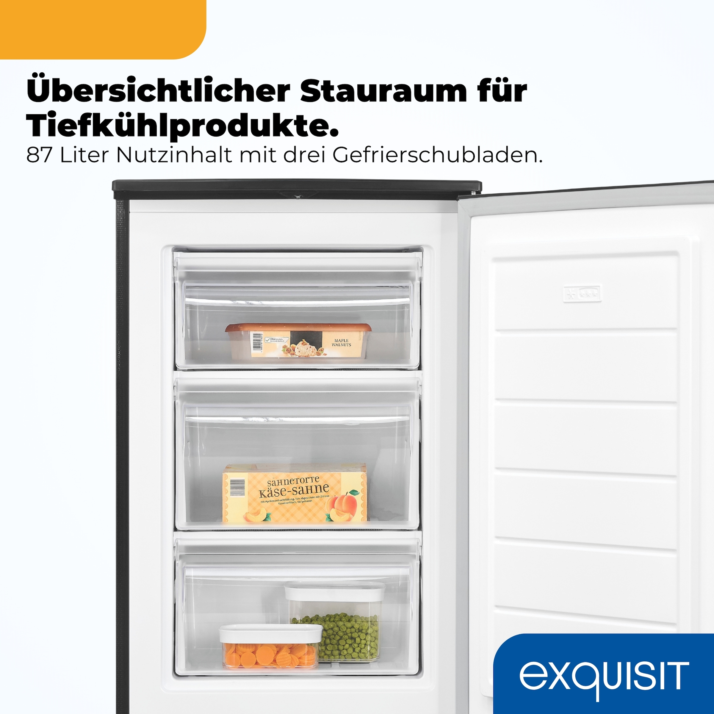 exquisit Gefrierschrank »GS81-040B inoxlook-az« 85 cm hoch 54,5 cm breit Viel Platz, starke Gefrierleistung