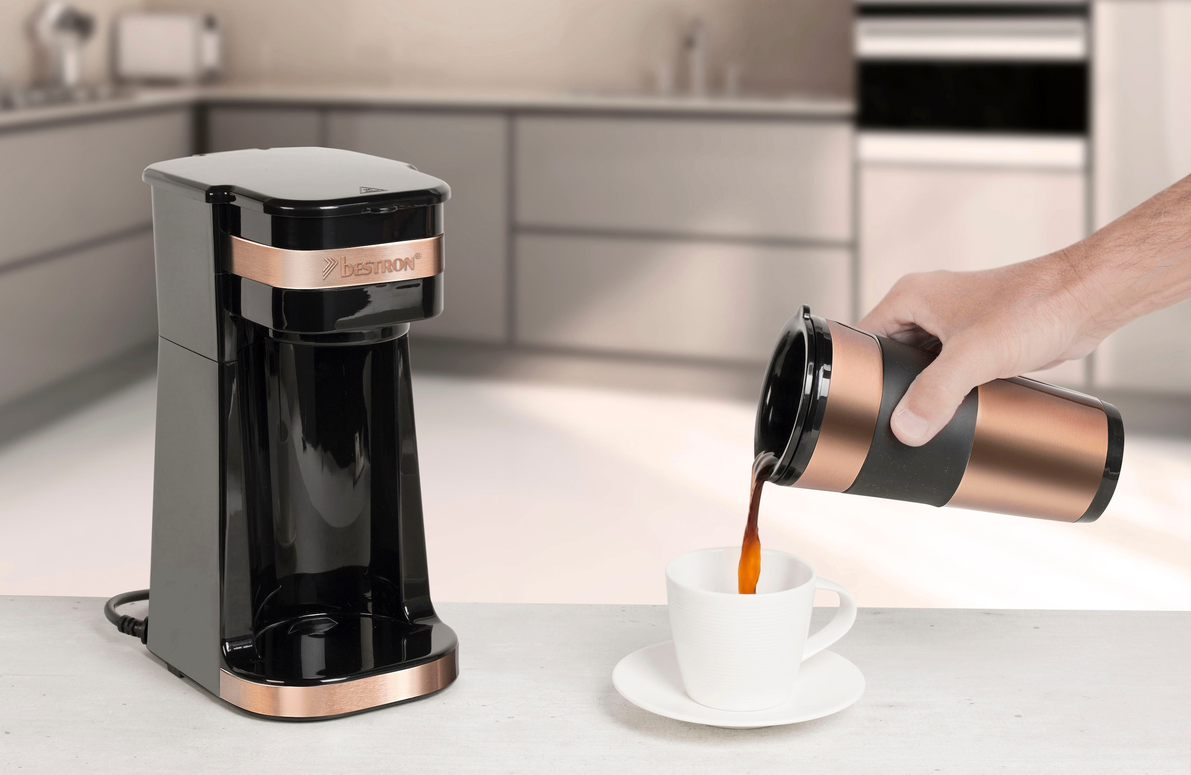 bestron Filterkaffeemaschine »ACM112CO, mit Isolierbecher, für gemahlenen  Filterkaffee«, 0,42 l Kaffeekanne, Papierfilter, 101 auf Raten | BAUR